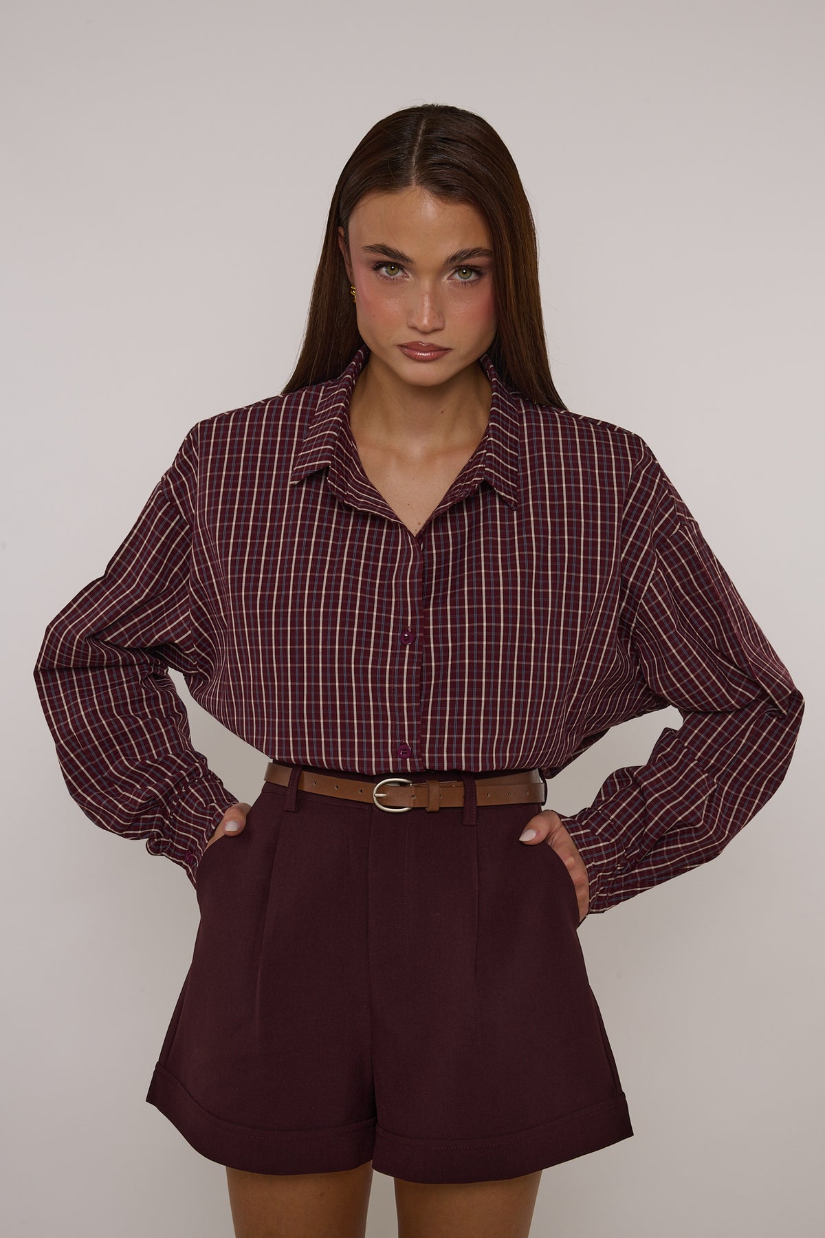 Camicia ‘MAXI SPALLINE’ Base Bordeaux
