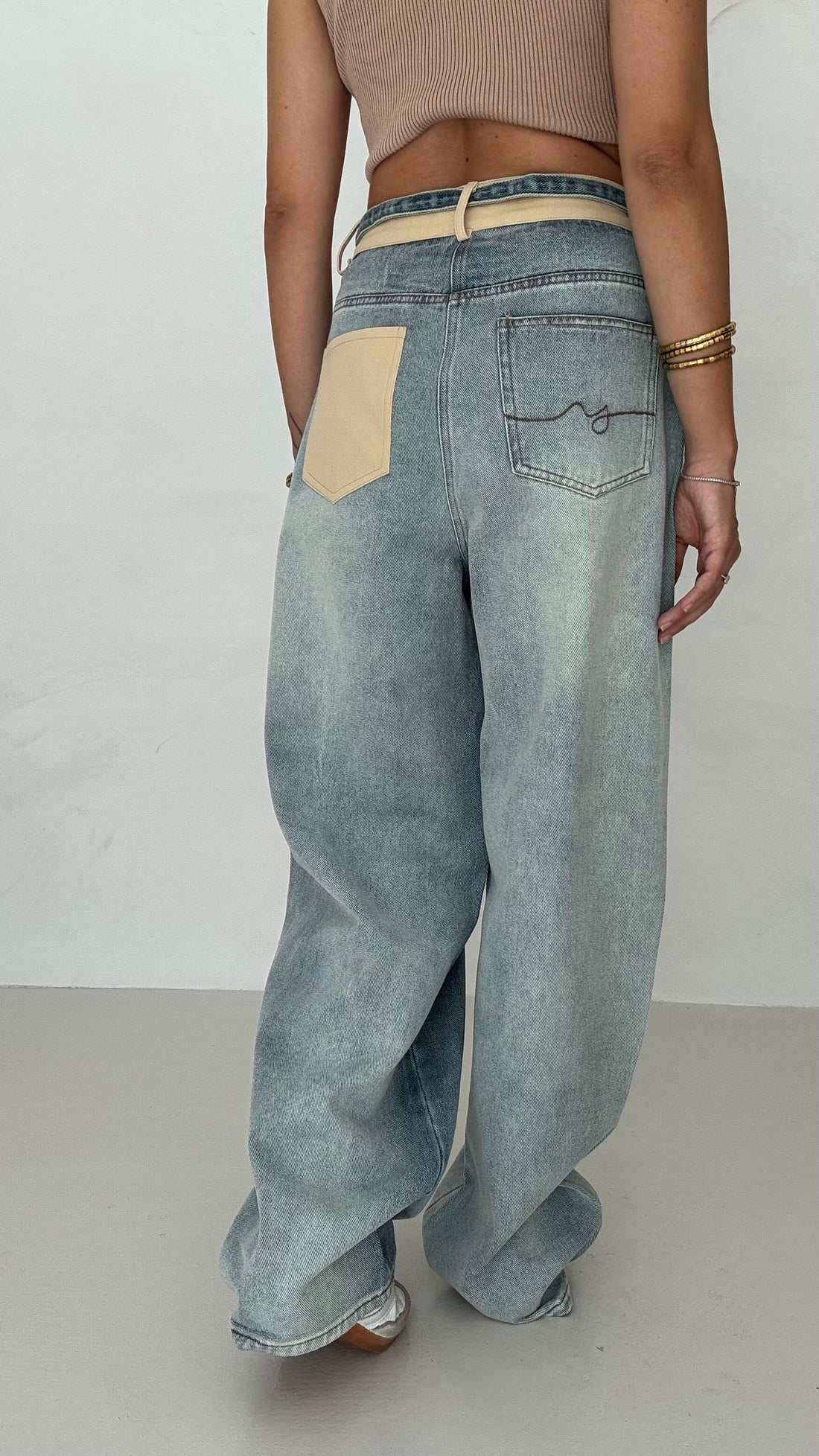 Jeans ‘BANDA BEIGE E LACCETTO’ Denim Slavato