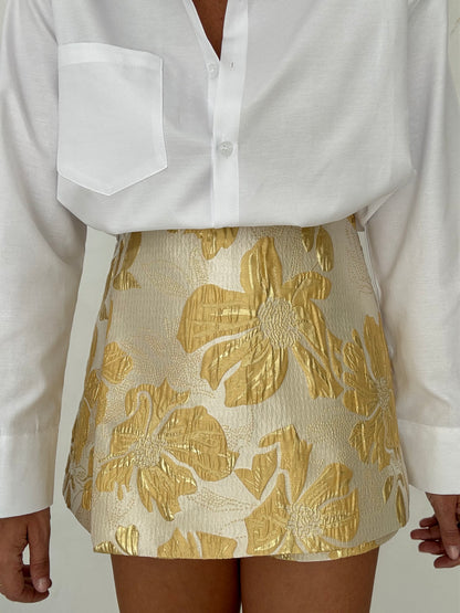 Gonna/Pantaloncino ‘FIORI LAMINATI’ Beige