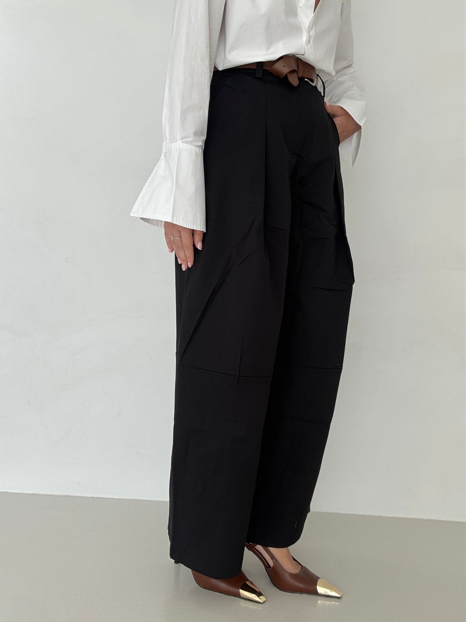 Pantalone ‘GAMBA LARGA’ con cintura Nero