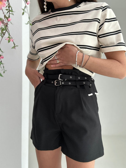 Pantaloncino ‘LOW COST’ doppia cintura Nero