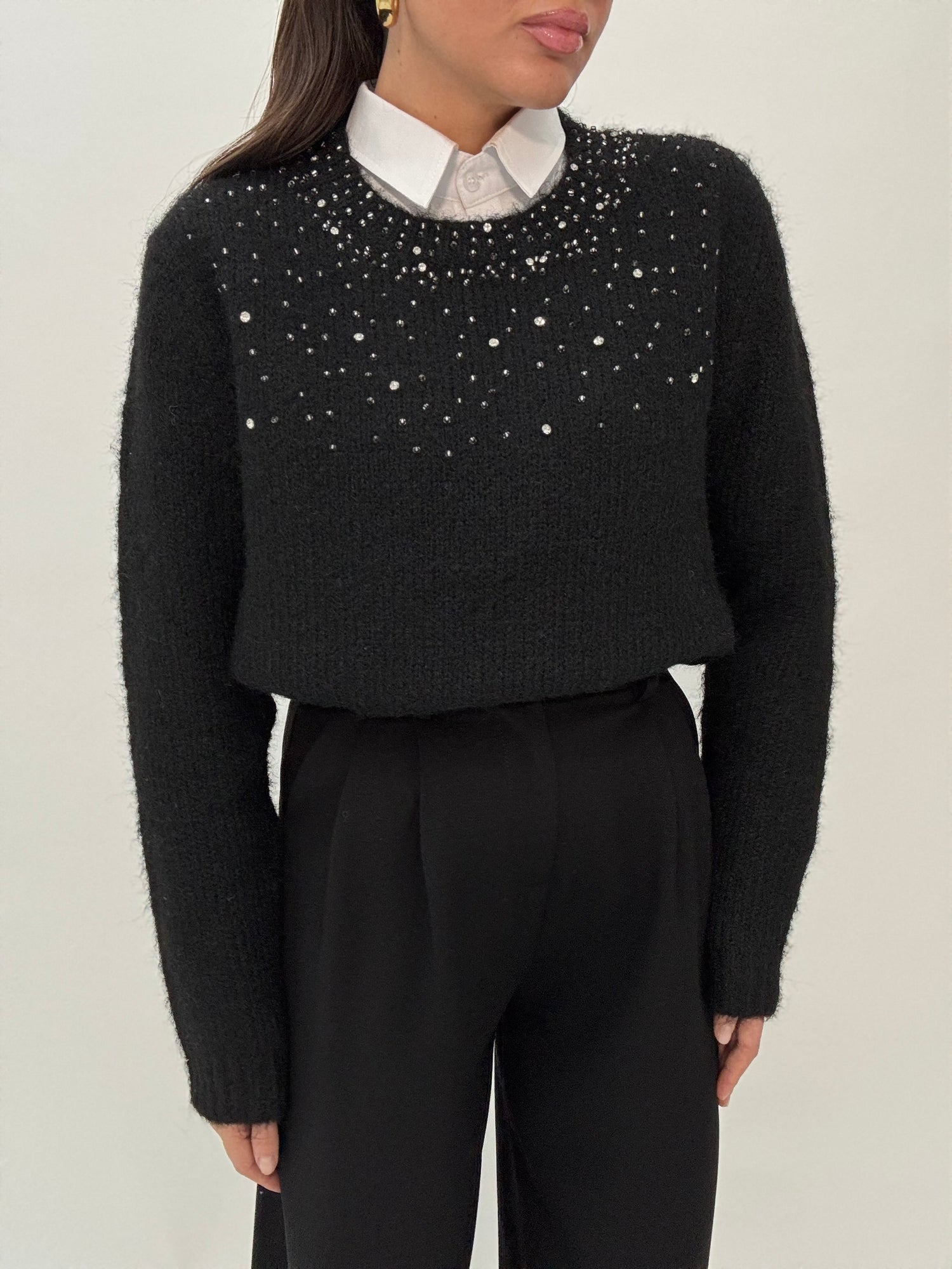 Maglione ‘STRASS’ BY LUMINA 8%LANA Nero