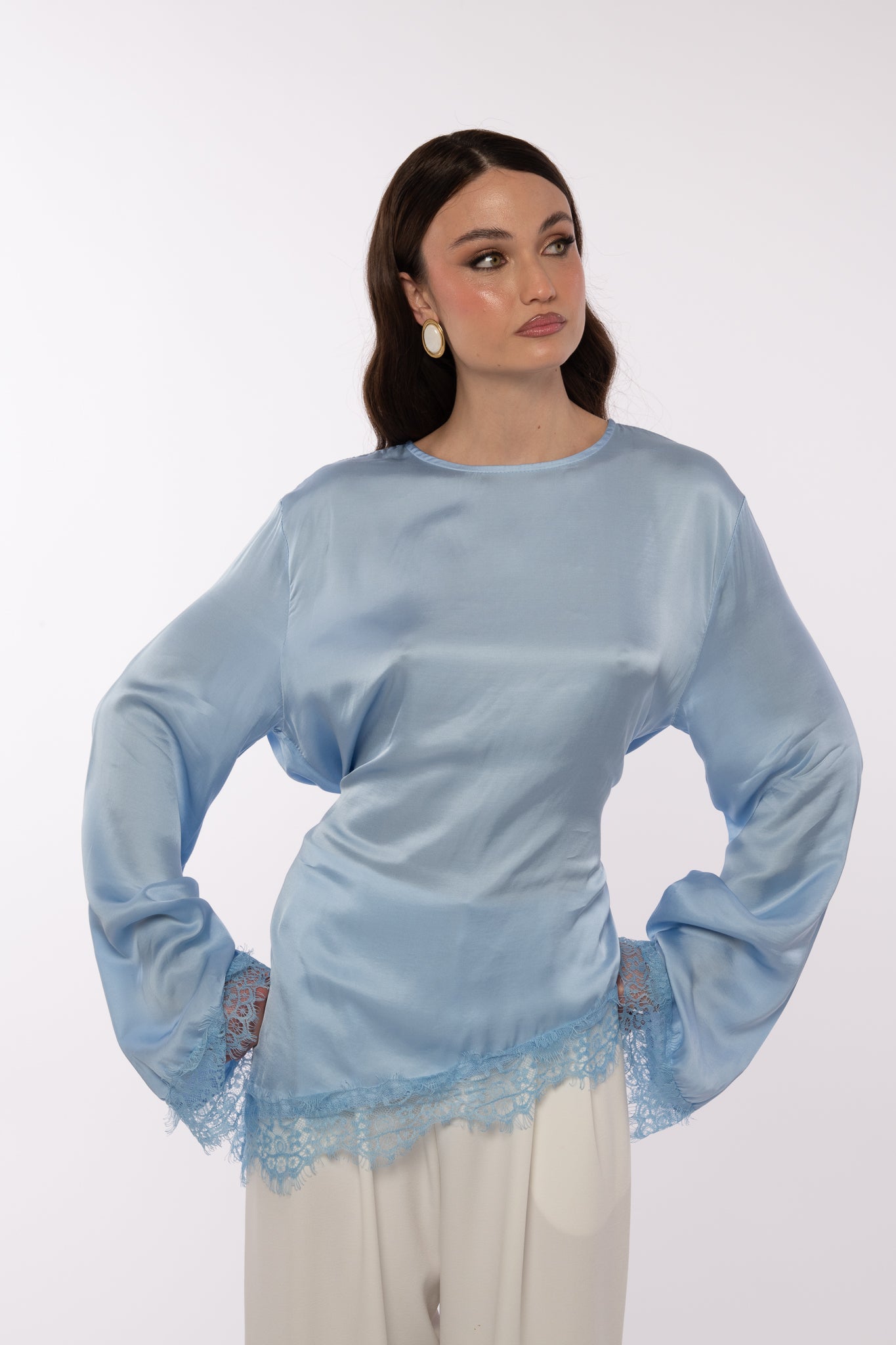 Maglia ‘SIMIL RASO IN PIZZO’ Azzurra