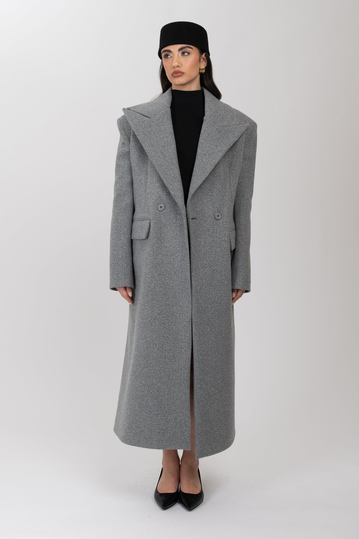 Cappotto ‘MAXI SPALLINE 3&33’ Grigio