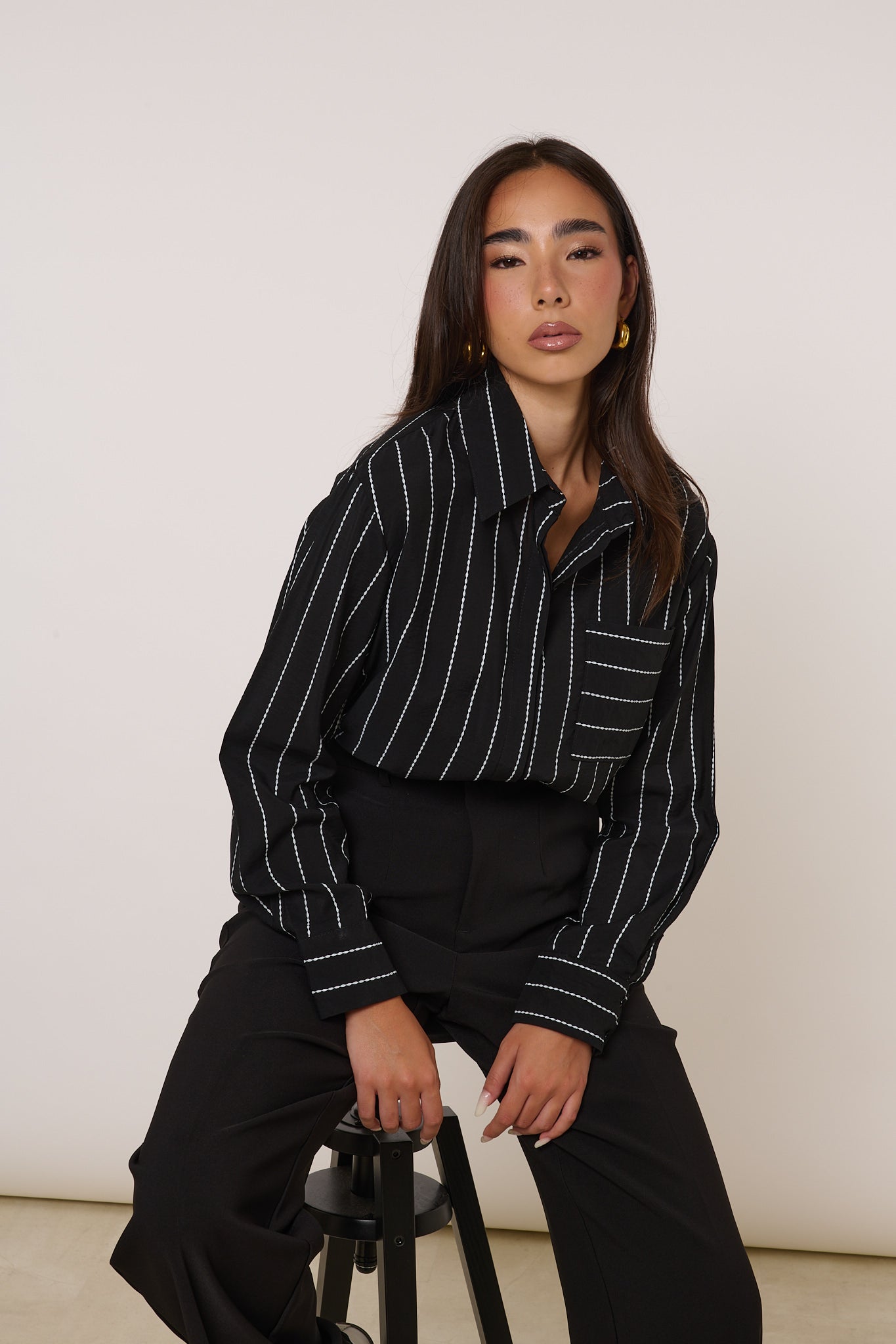 Camicia ‘RIGHE’ Nera