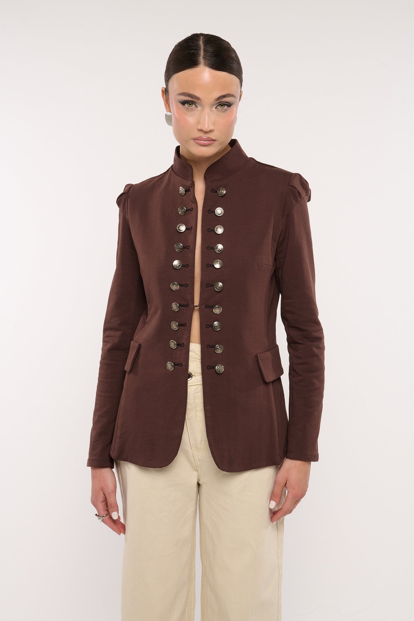 Blazer ‘95% COTONE MULTIBOTTONCINI’ Cacao