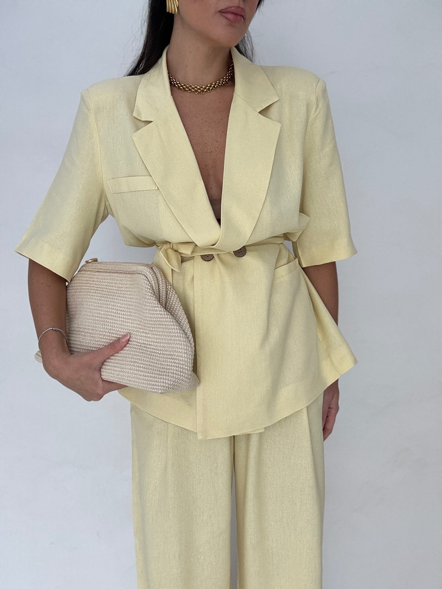 -PREORDINE-Tailleur ‘55% LINO’ Giallo