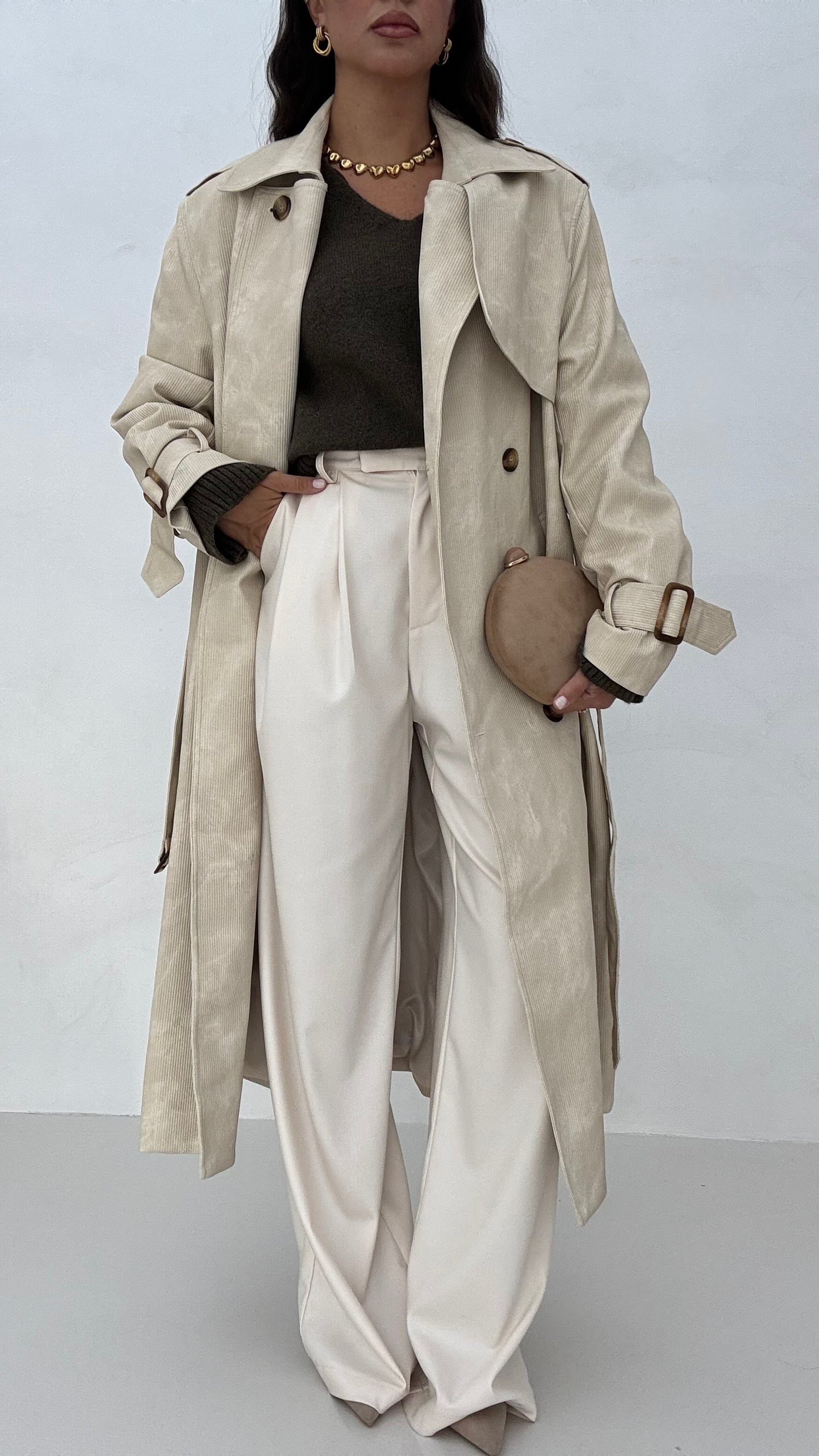 Trench Lungo ‘By Lumina Ecopelle’ Panna