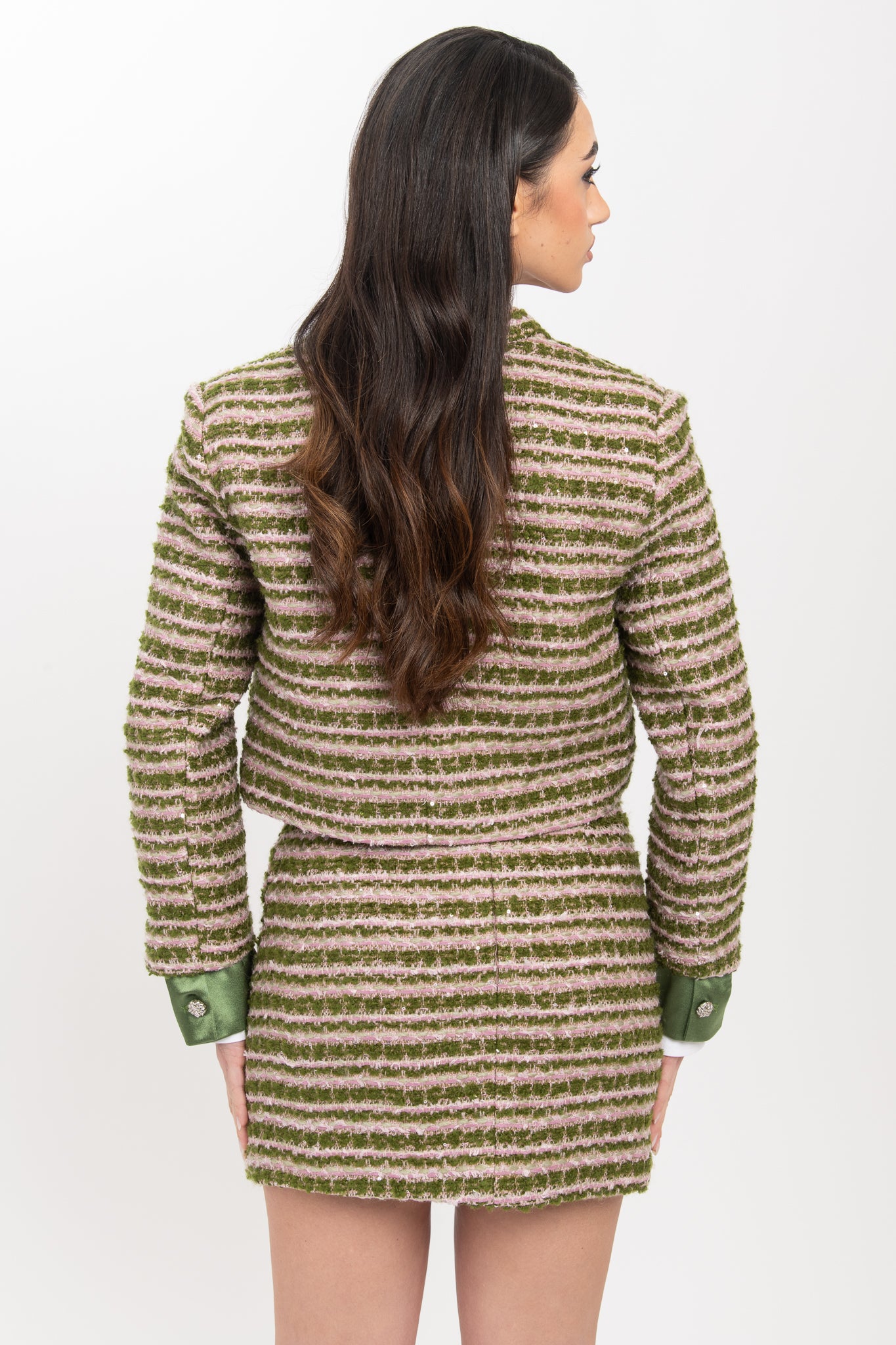 Giacca ‘TWEED 30% LANA BY LUMINA’ Rosa e Pistacchio