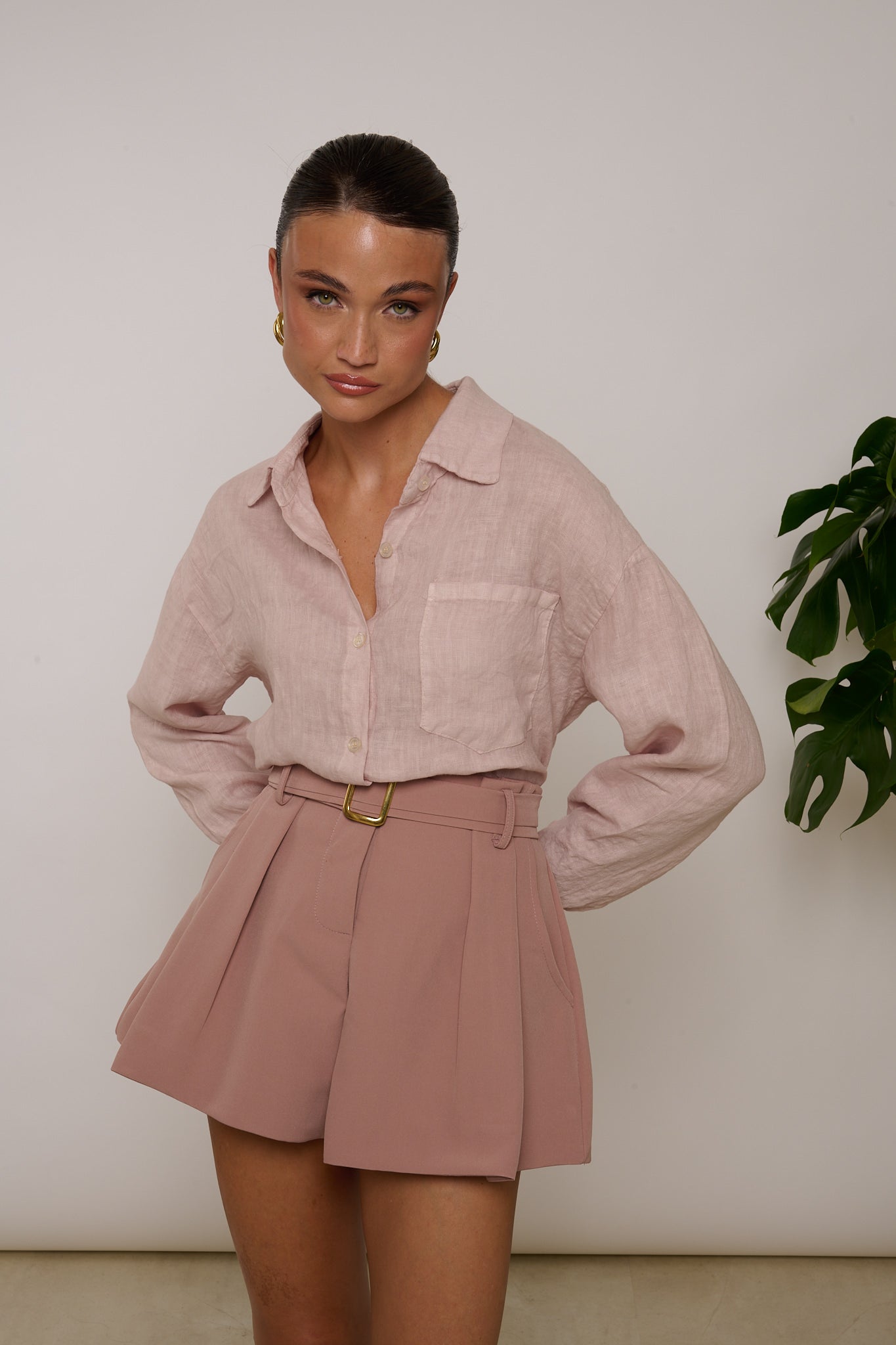 Camicia ‘100% LINO’ Rosa Cipria