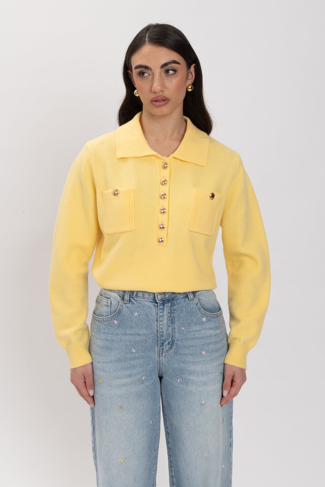 Maglione/Polo ‘BOTTONI ORO’ Giallo