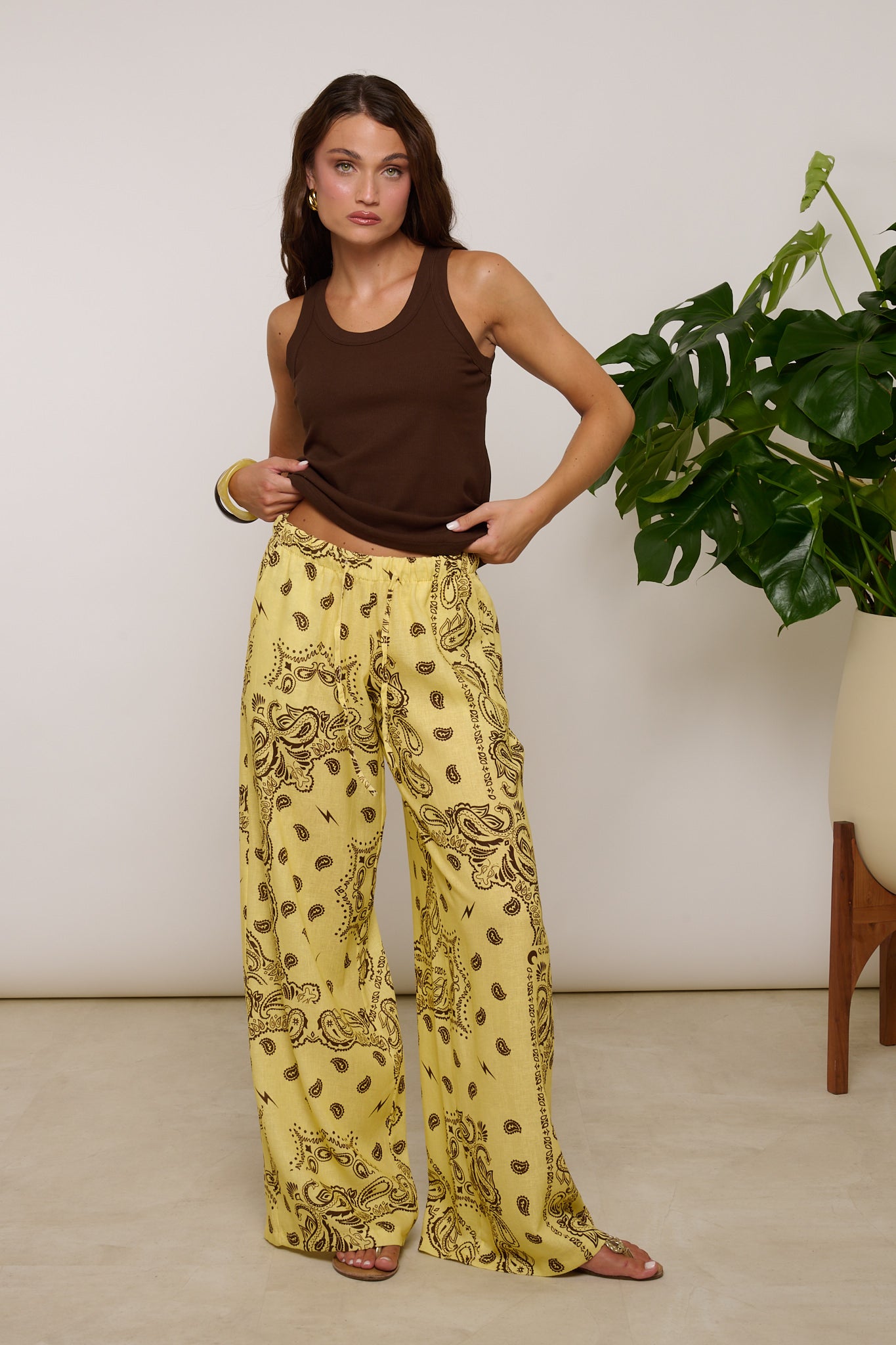 Pantalone ‘FANTASIA BANDANA’ 55%LINO Giallo
