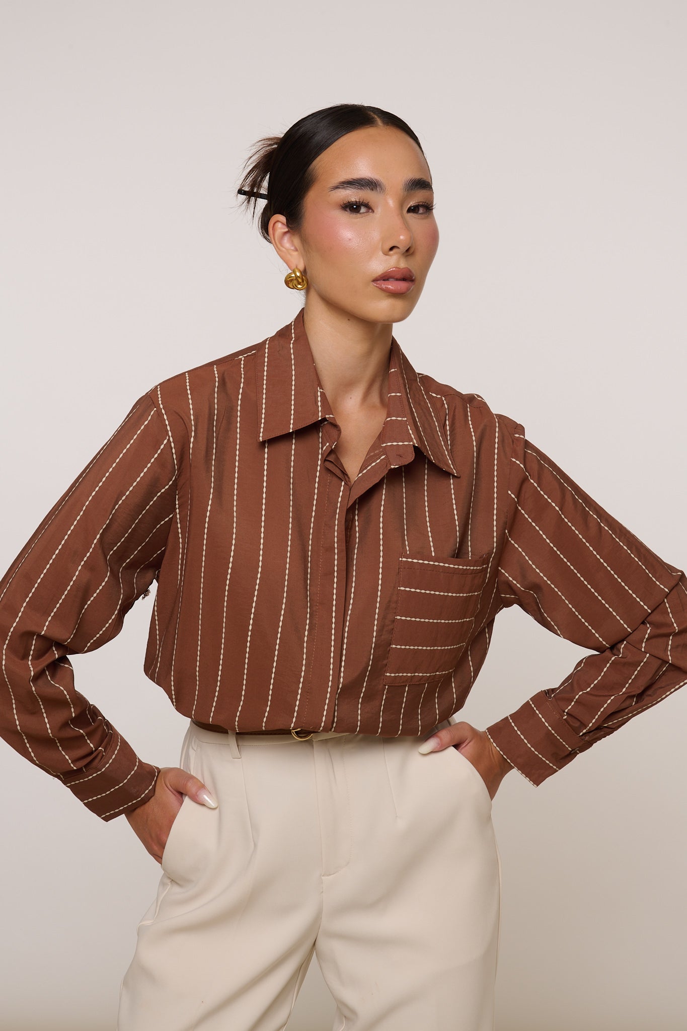 Camicia ‘RIGHE’ Camel