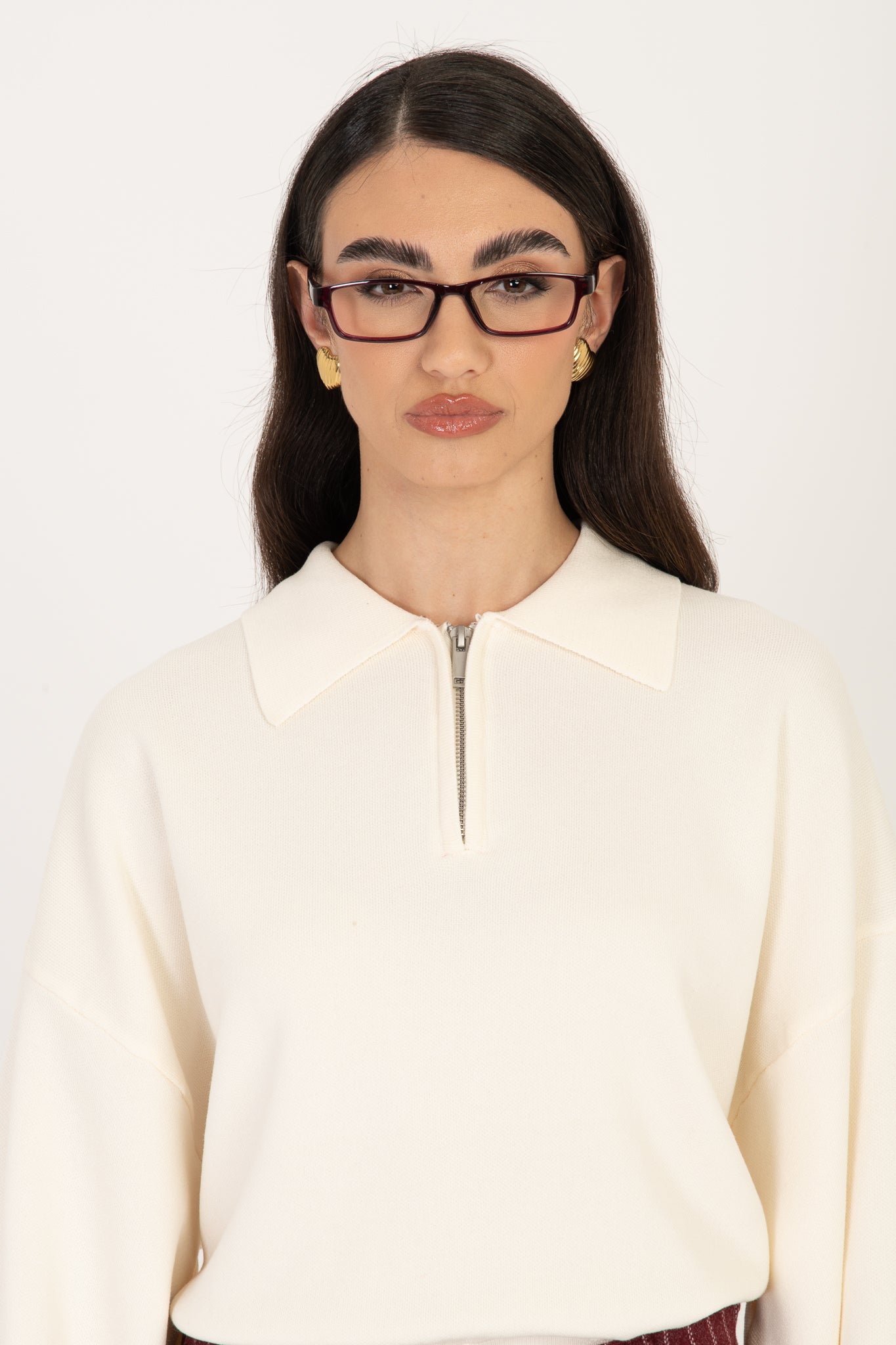 Maglione/Polo ‘CON ZIP’ Panna