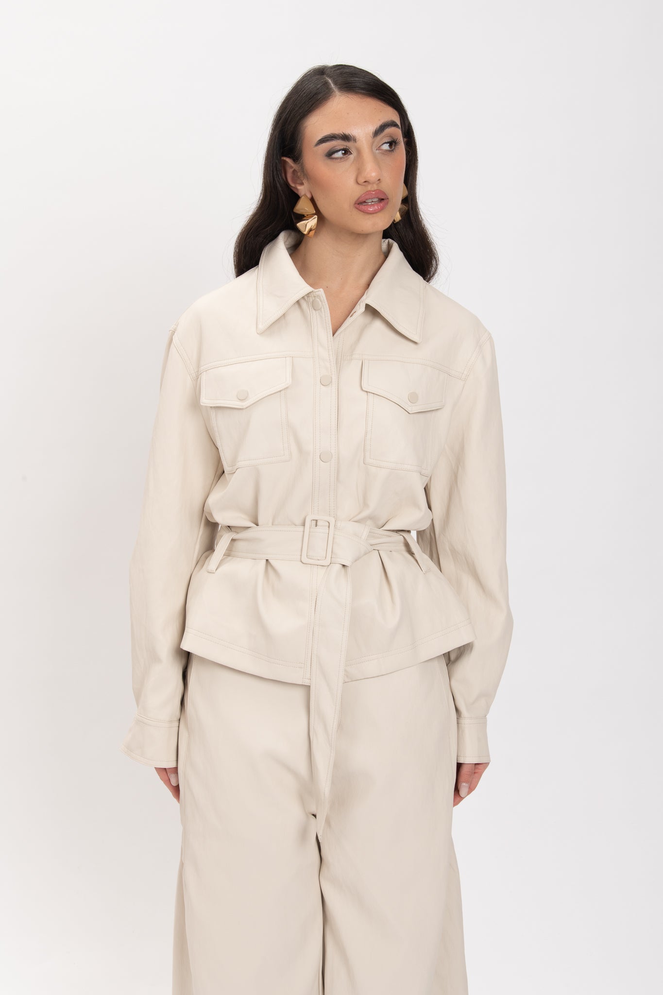 Coordinato ‘ECOPELLE’ Camicia +Pantalone Panna