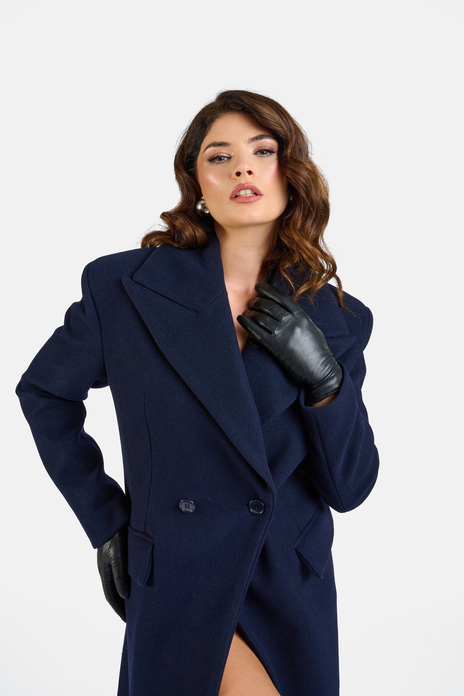 Cappotto ‘MAXI SPALLINE 3&33’ Blu notte