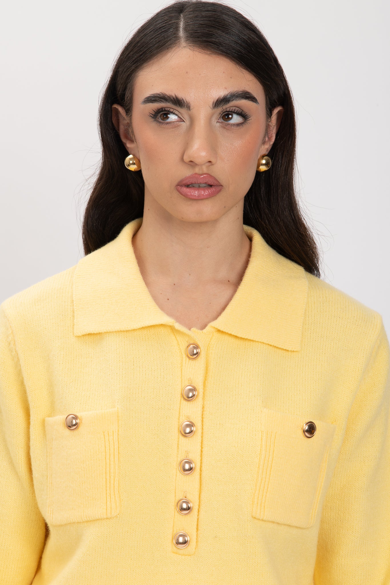 Maglione/Polo ‘BOTTONI ORO’ Giallo