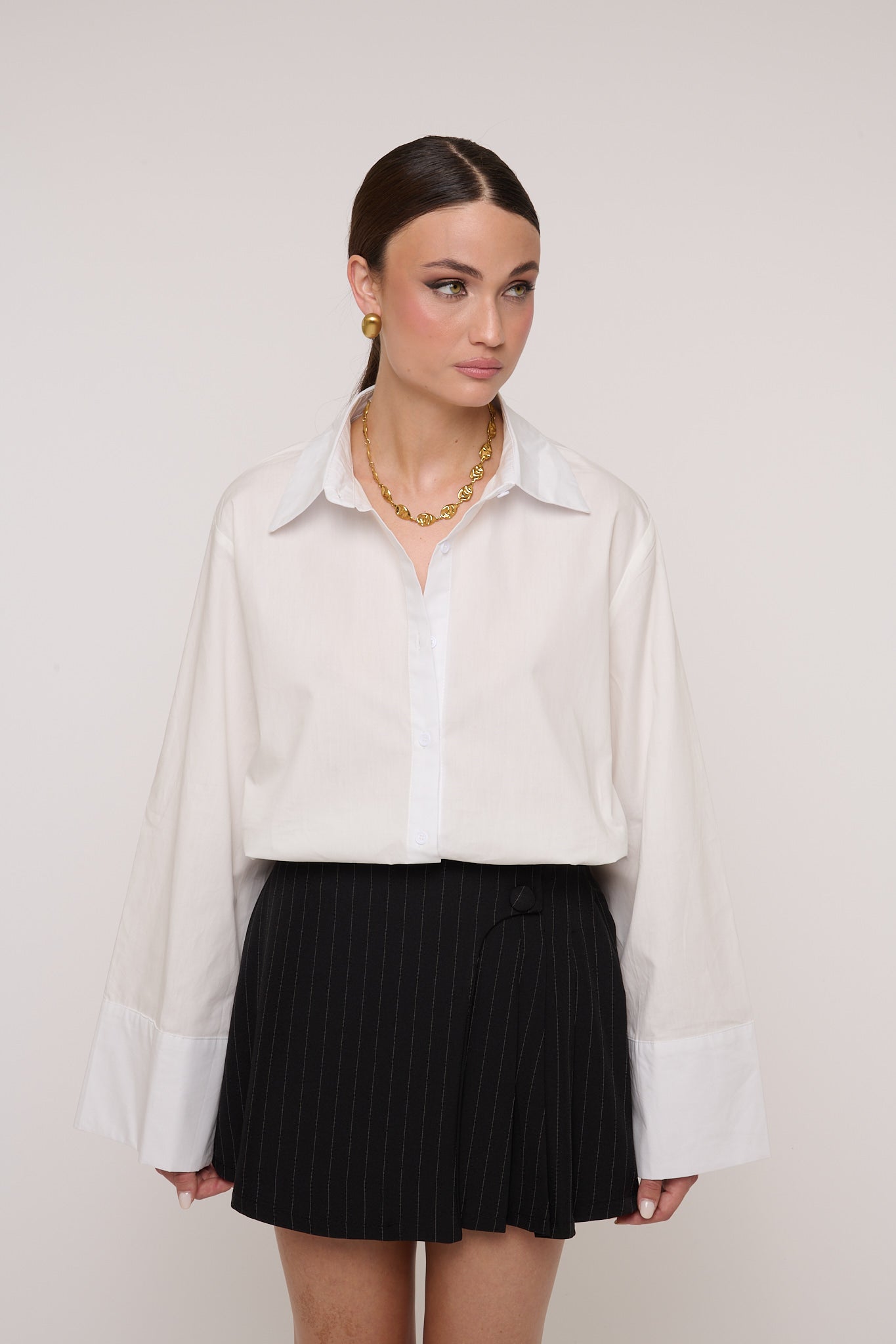 Gonna/Pantaloncino ‘DUE BOTTONI’ Gessata Nera