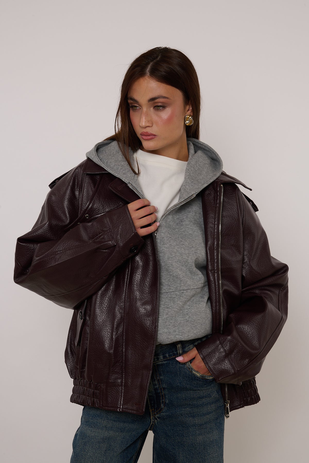 Chiodo ‘COLLO ALTO E FIBBIE’ Bordeaux