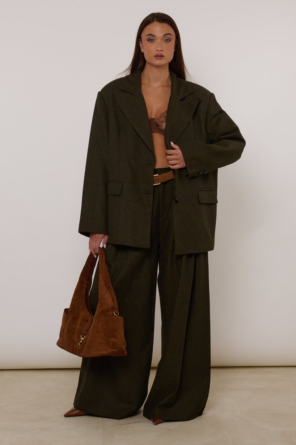 Tailleur ‘30% LANA’ Spigato Verde Militare
