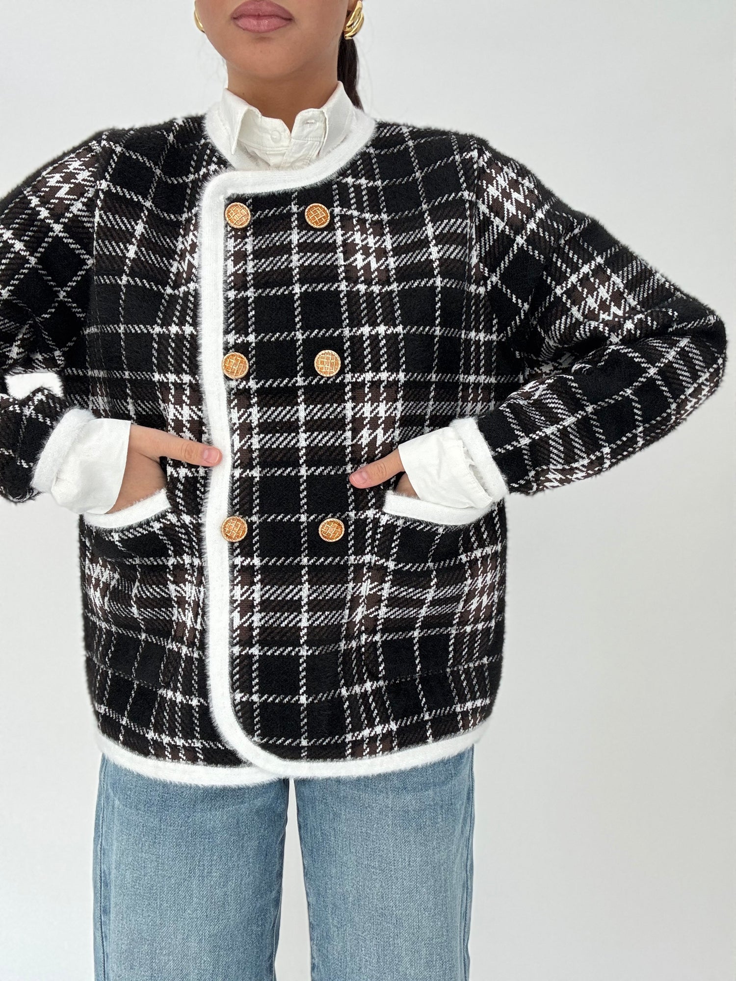 Cardigan ‘QUADRONI’ Base Nero