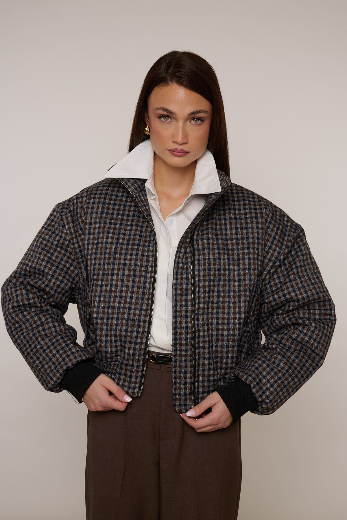 Bomber ‘QUADRETTI’ By Lumina Base cacao