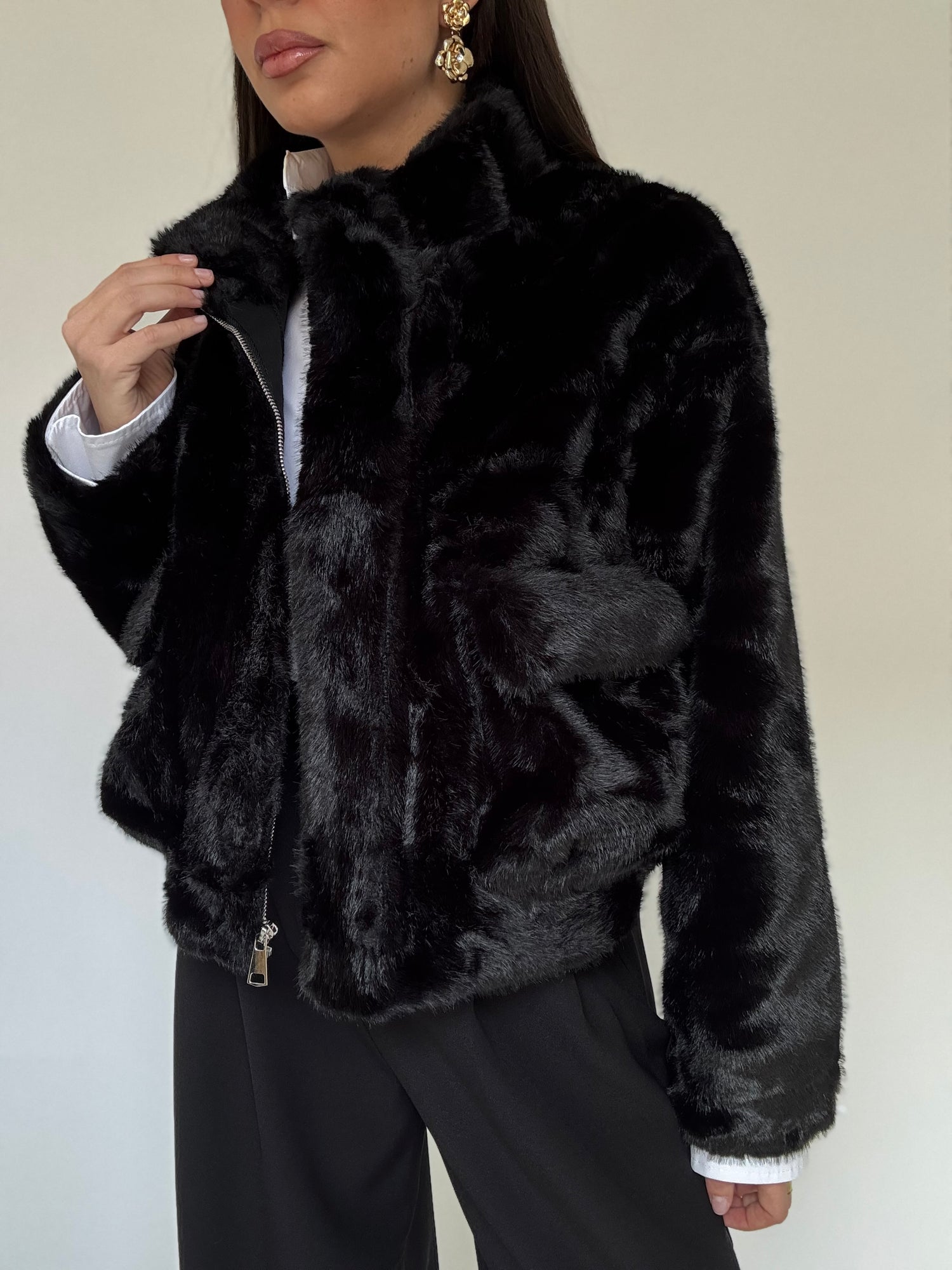 Eco pelliccia ‘TASCONI E ZIP’ Nera