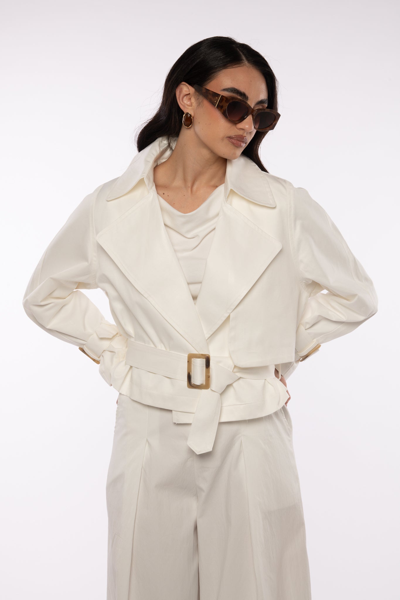 Trench Crop ‘55% COTONE’ Bianco