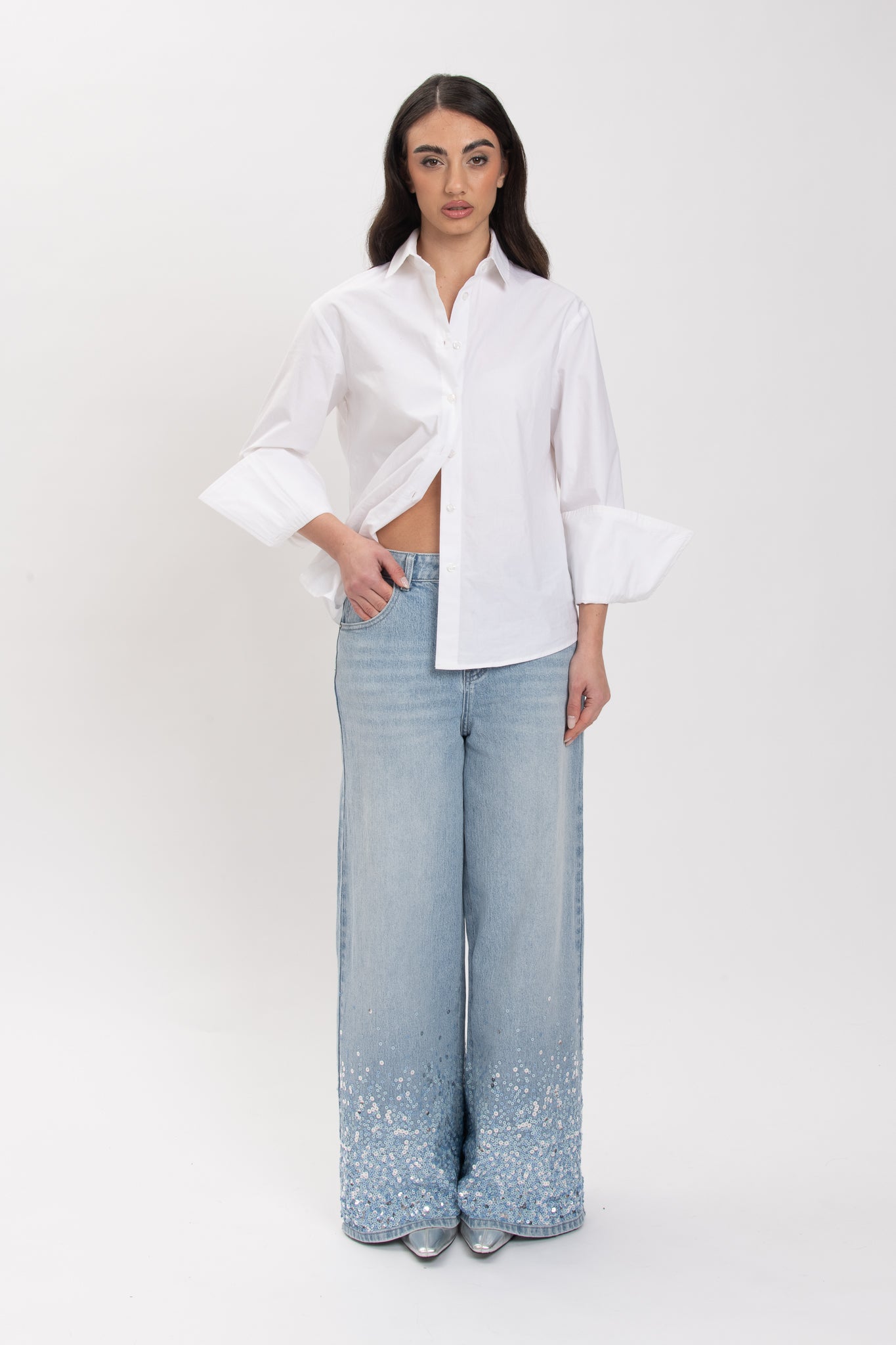 Jeans ‘PAILLETTES SUL FONDO’ Denim Chiaro