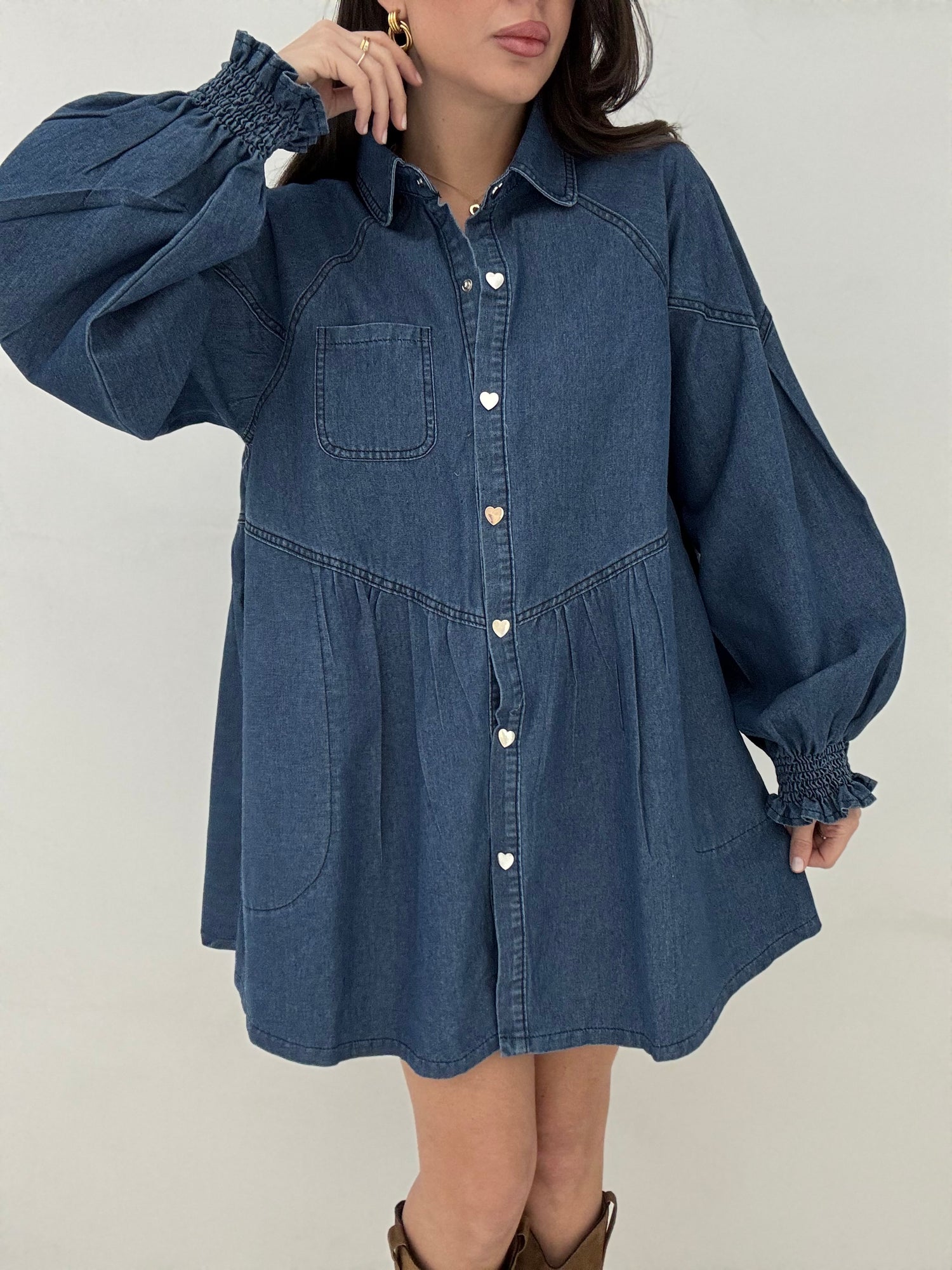 Abito/Camicia ‘BOTTONI CUORE’ Denim Medio