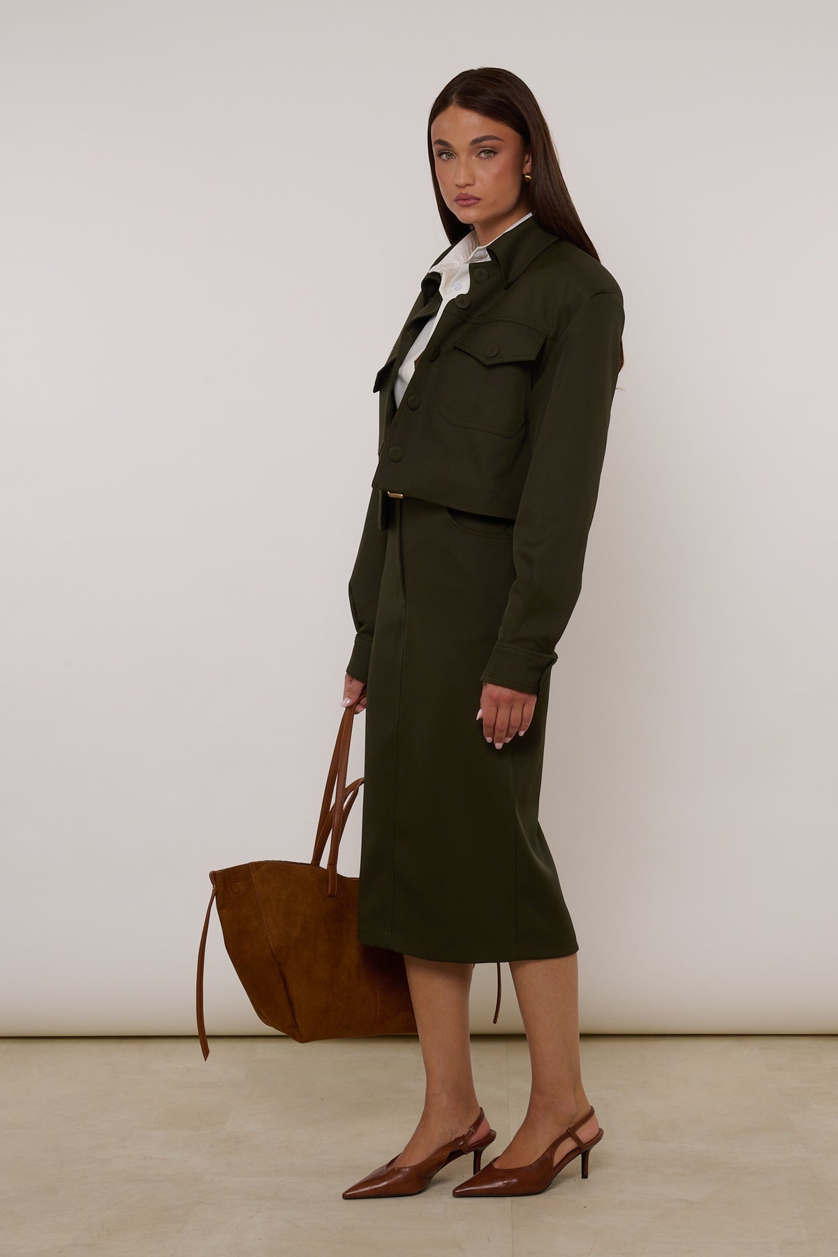 Coordinato ‘GONNA LONGUETTE+GIACCA’ Verde Militare