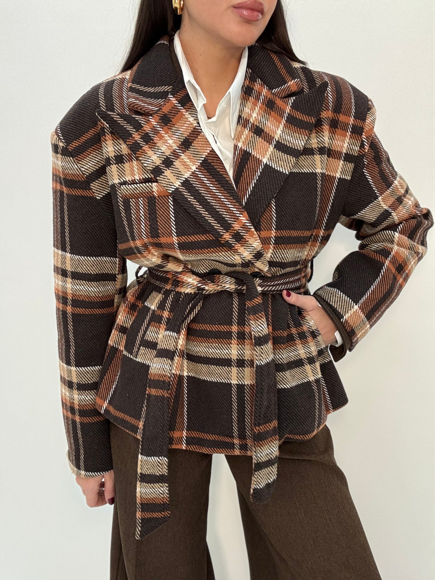 Cappotto Corto ‘SCOZZESE’ BY LUMINA Cacao e Senape