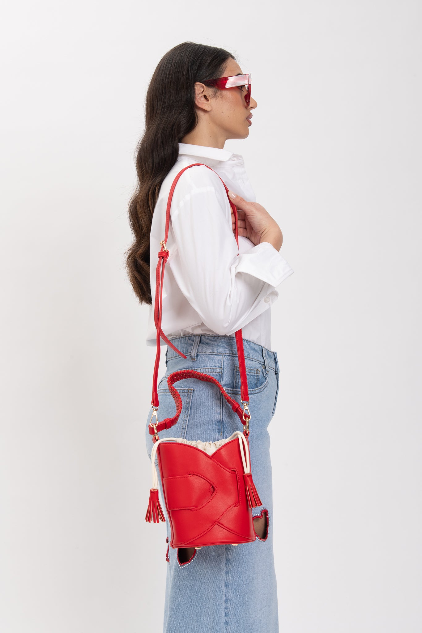 Borsa ‘SECCHIELLO INTRECCIATA’ Rossa