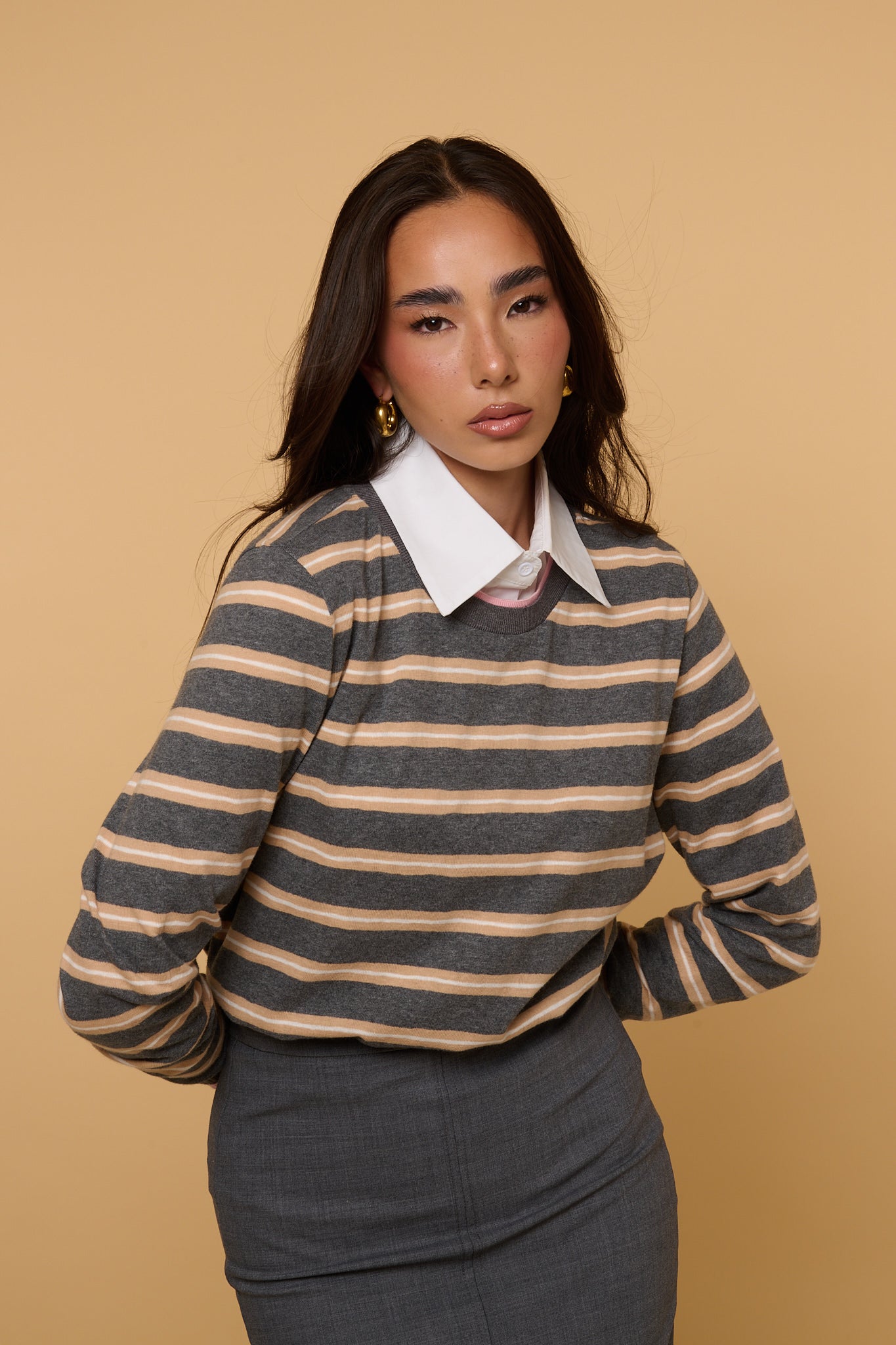 Maglione Doppio Colletto ‘60% COTONE’ By Lumina Grigio