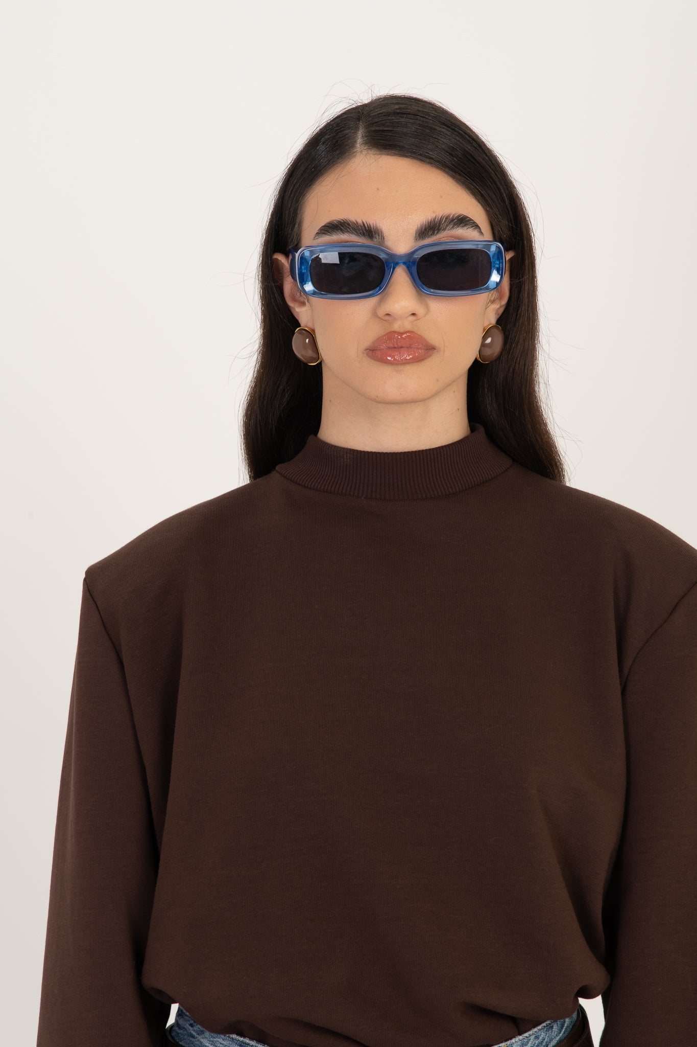 Felpa ‘MEZZO COLLO CON SPALLINE’ Cacao