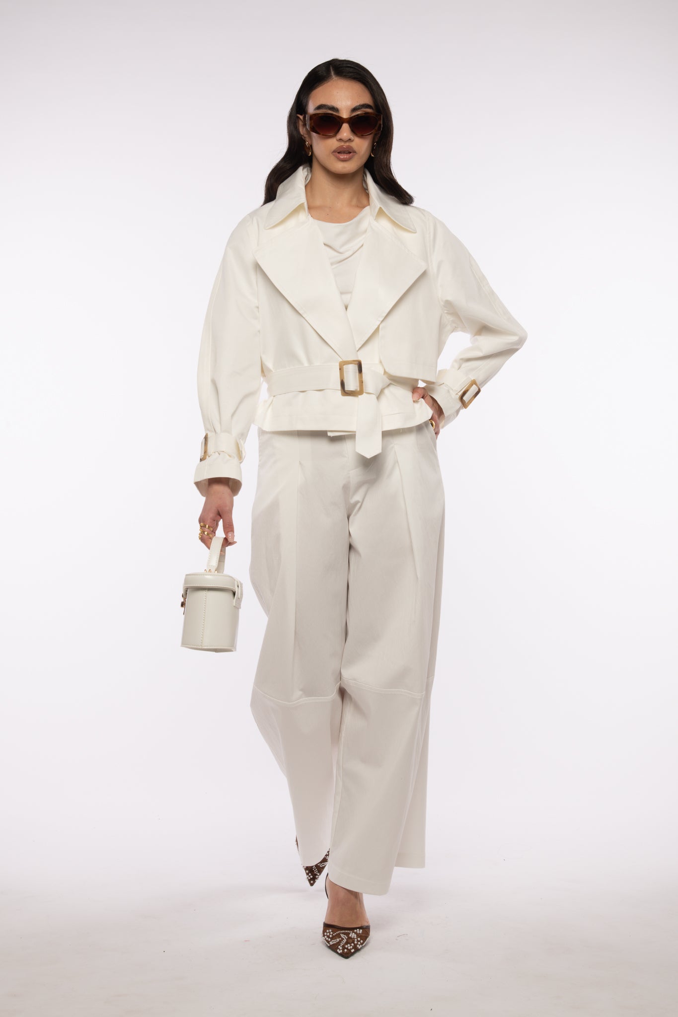 Pantalone ‘CAPRI’ con elastico sul retro Bianco