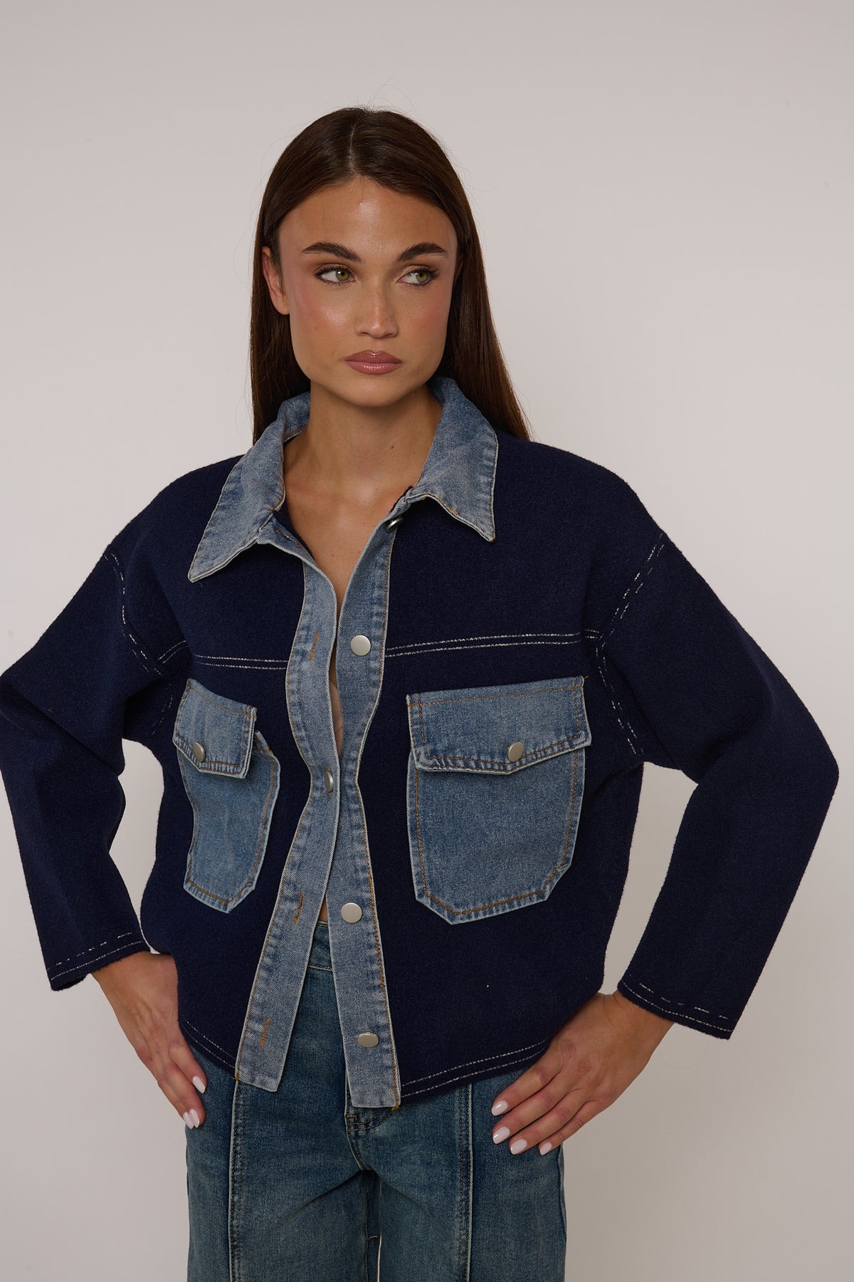 Cardigan ‘DETTAGLI IN DENIM’ Blu Notte