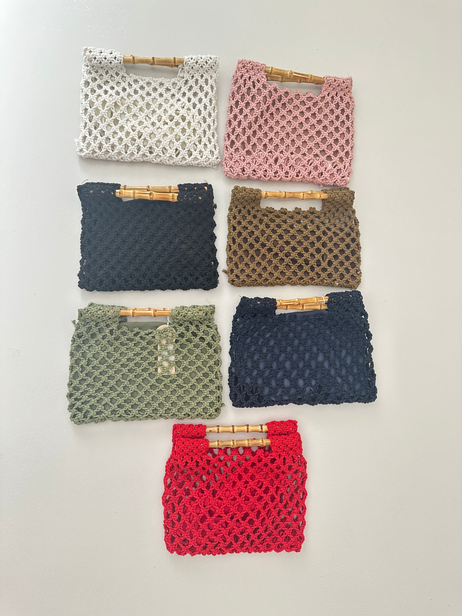 Borsa ‘CROCHET’ con Manico in Legno VARI COLORI