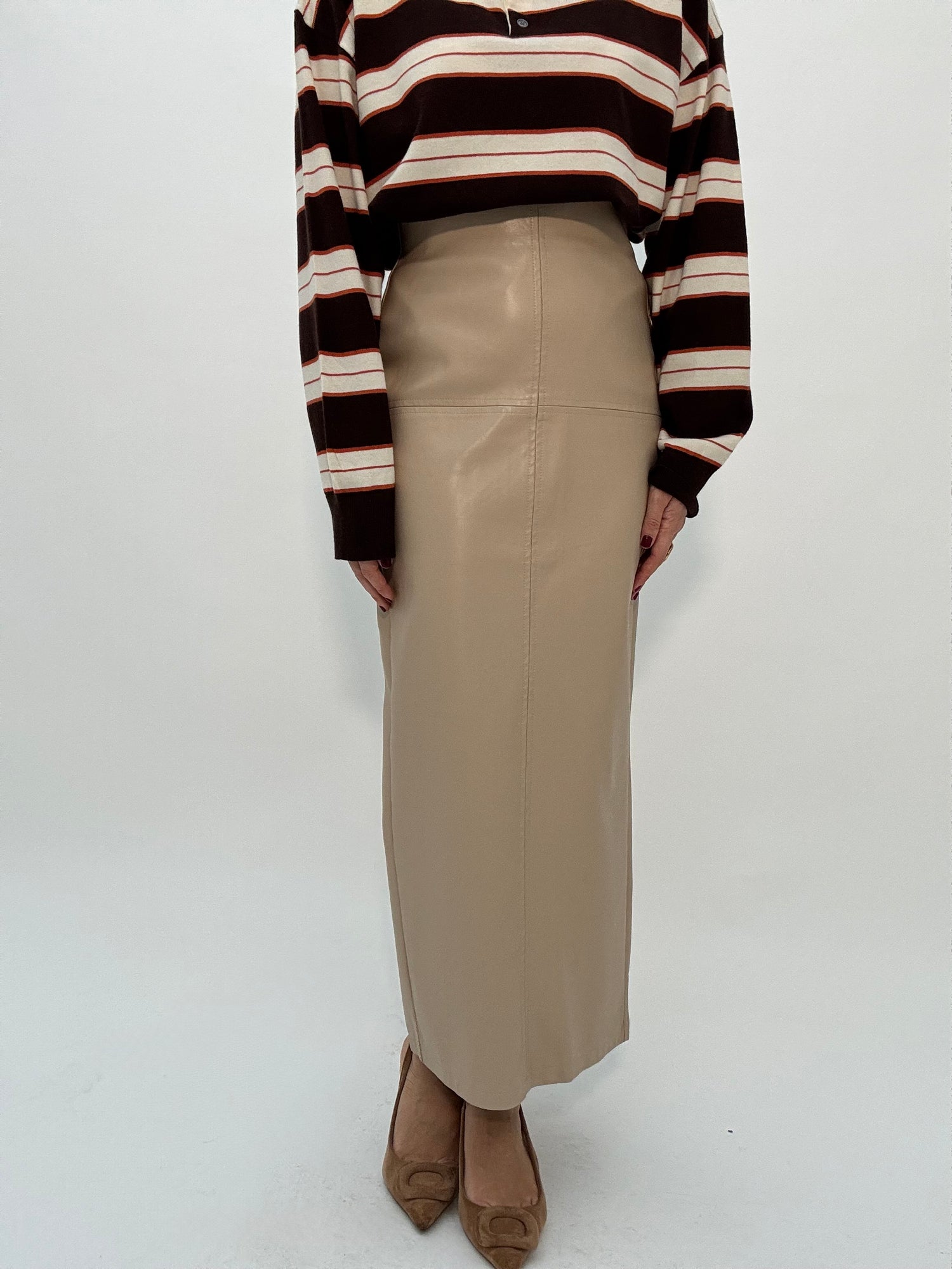 Gonna ‘CUCITURE’ in ecopelle Beige