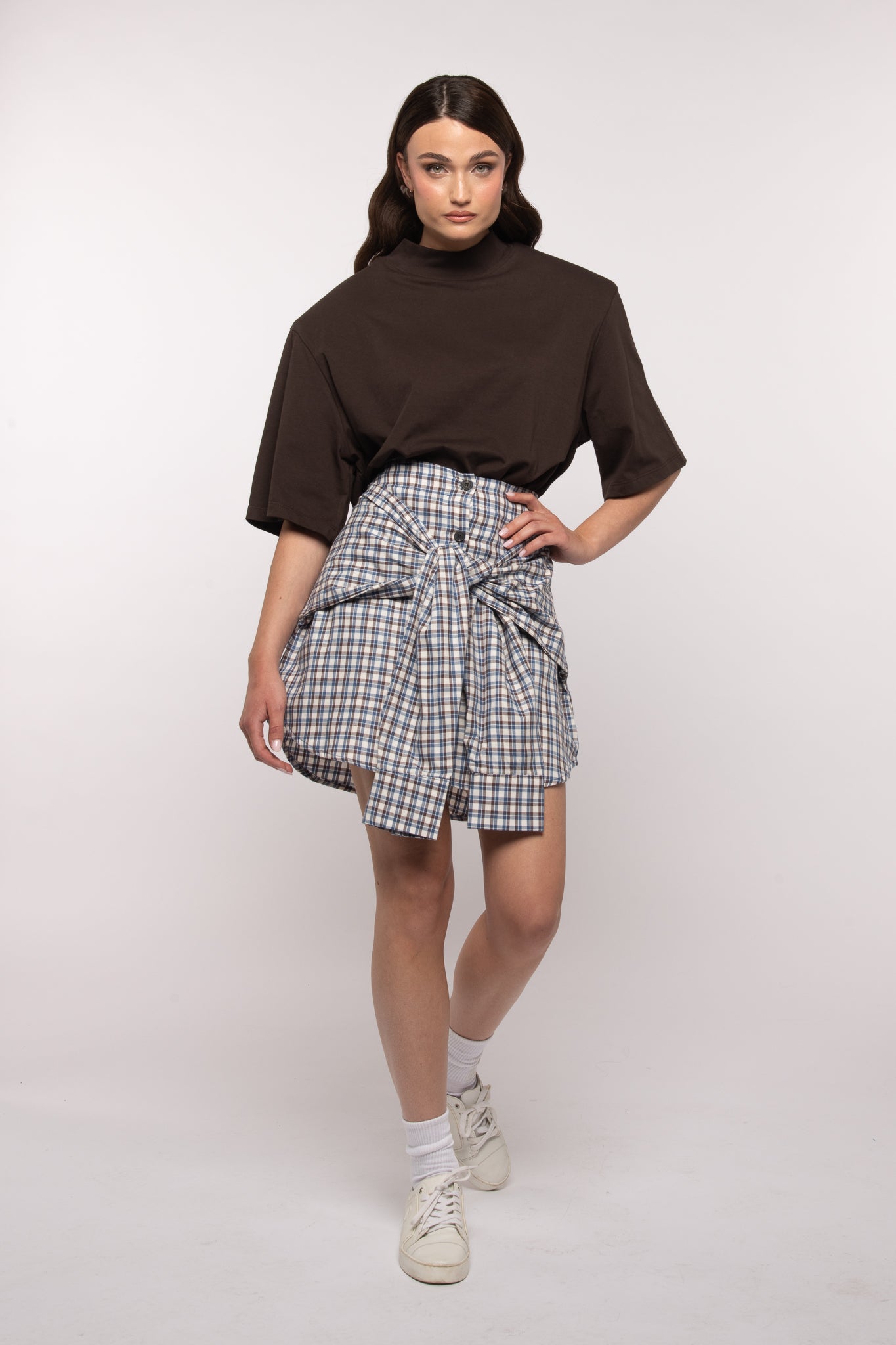 Gonna ‘CON FINTA CAMICIA’ BY LUMINA’ Blu e Cacao