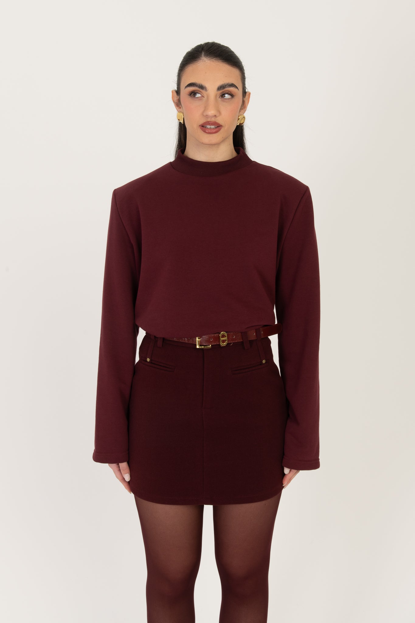 Felpa ‘MEZZO COLLO CON SPALLINE’ Bordeaux