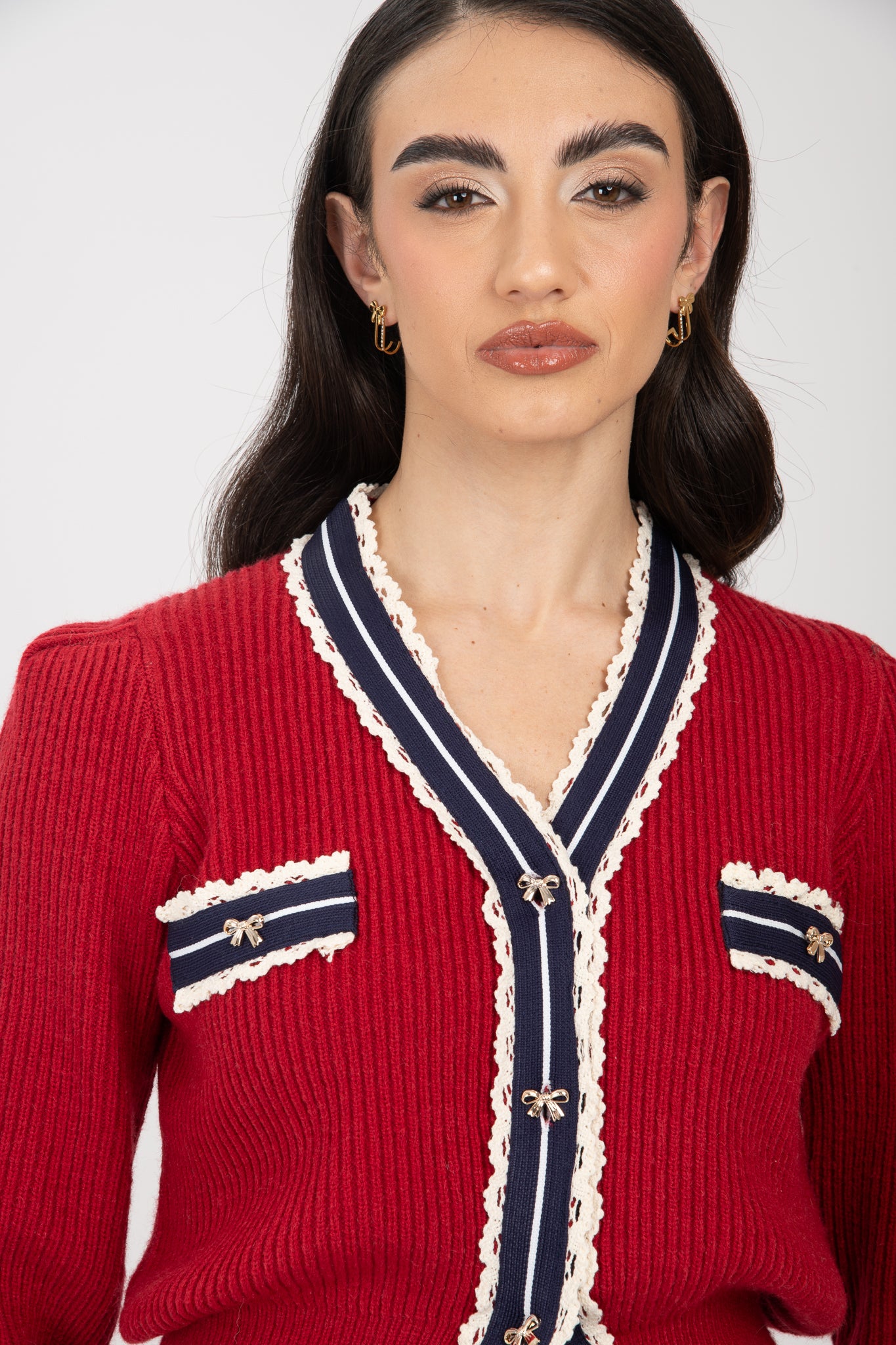 Cardigan ‘BOTTONI FIOCCHETTI’ Rosso