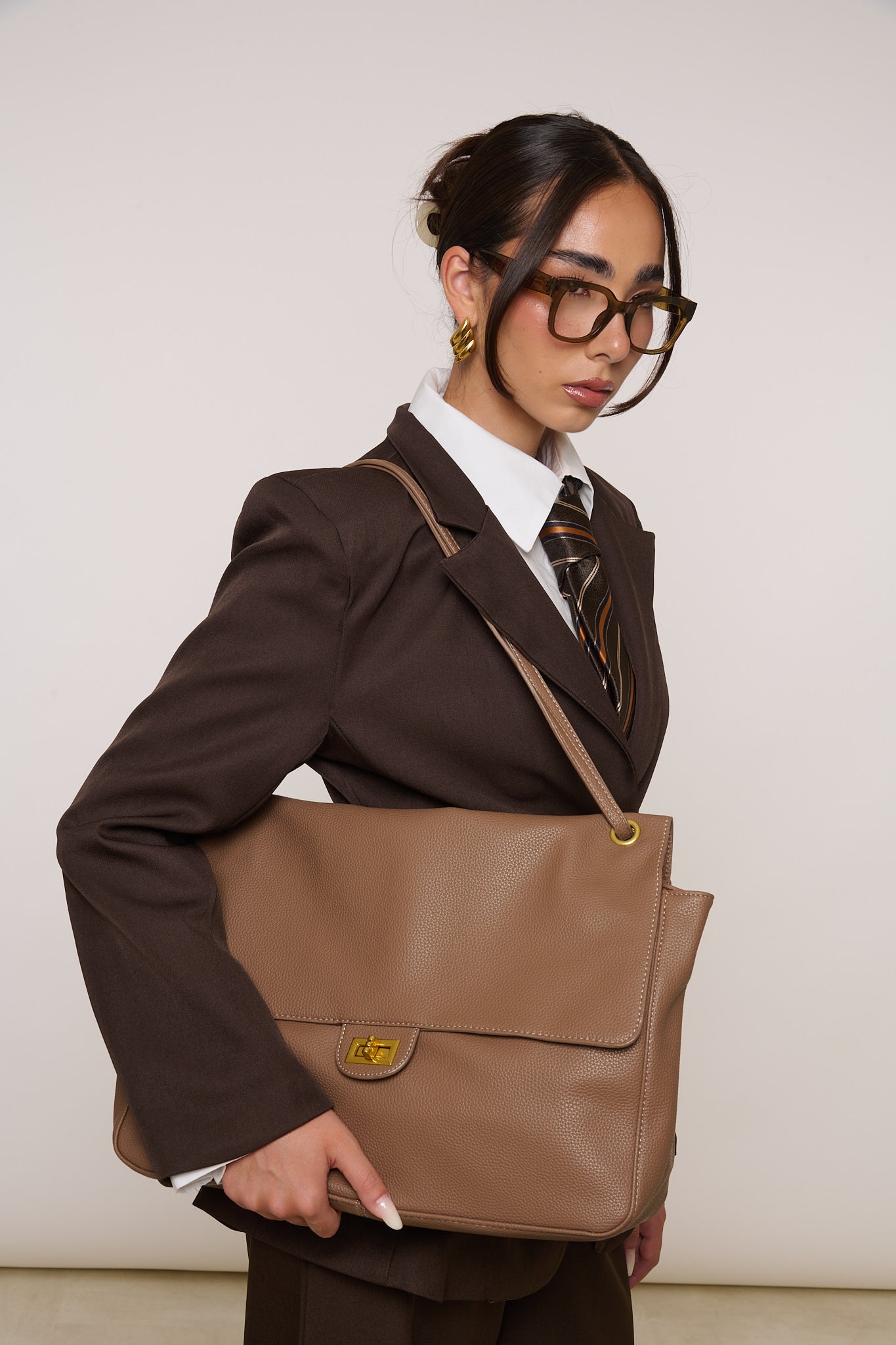 Borsa ‘MAXI’ in ecopelle Fango