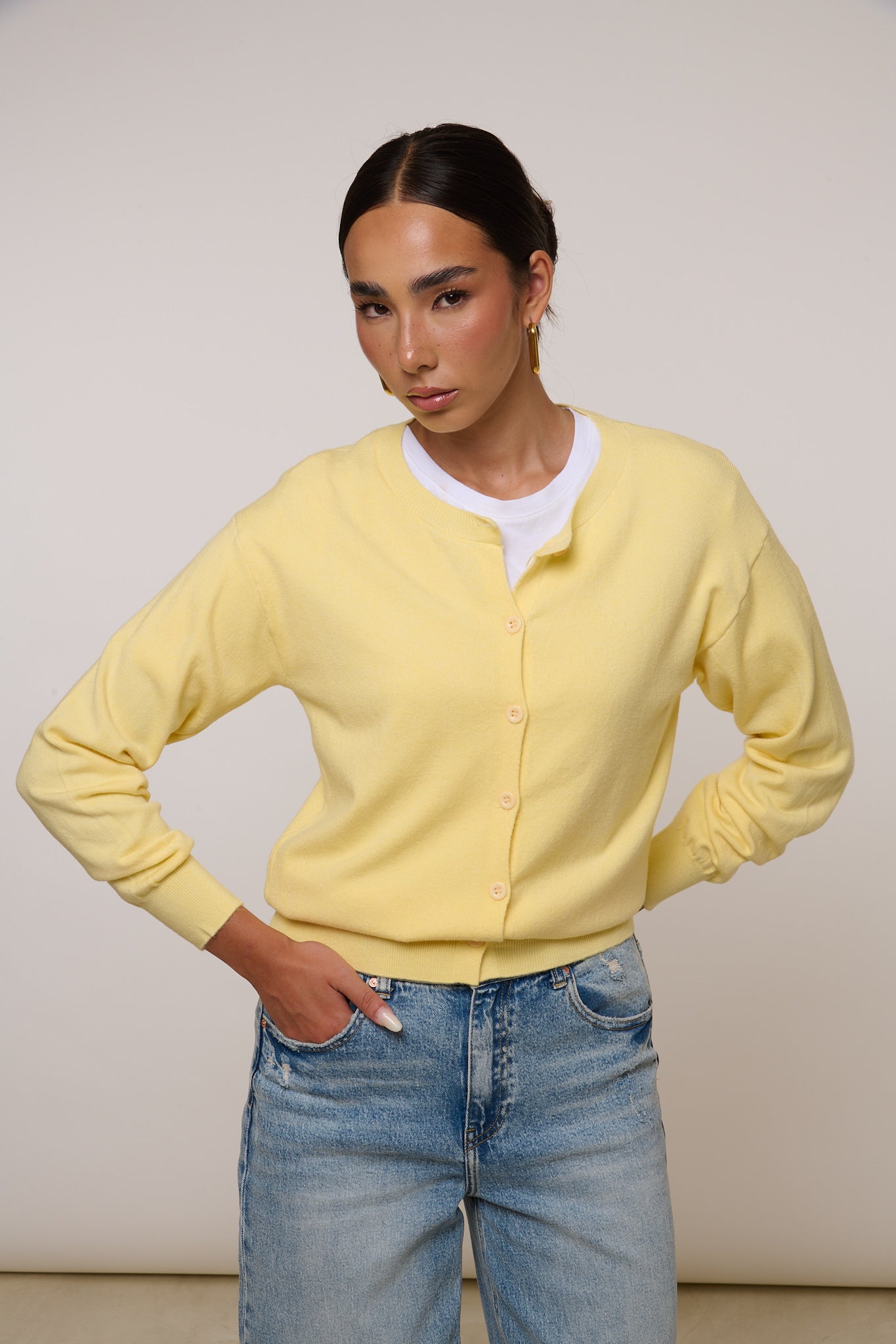 Cardigan Bottoncini ‘65% COTONE’ Giallo