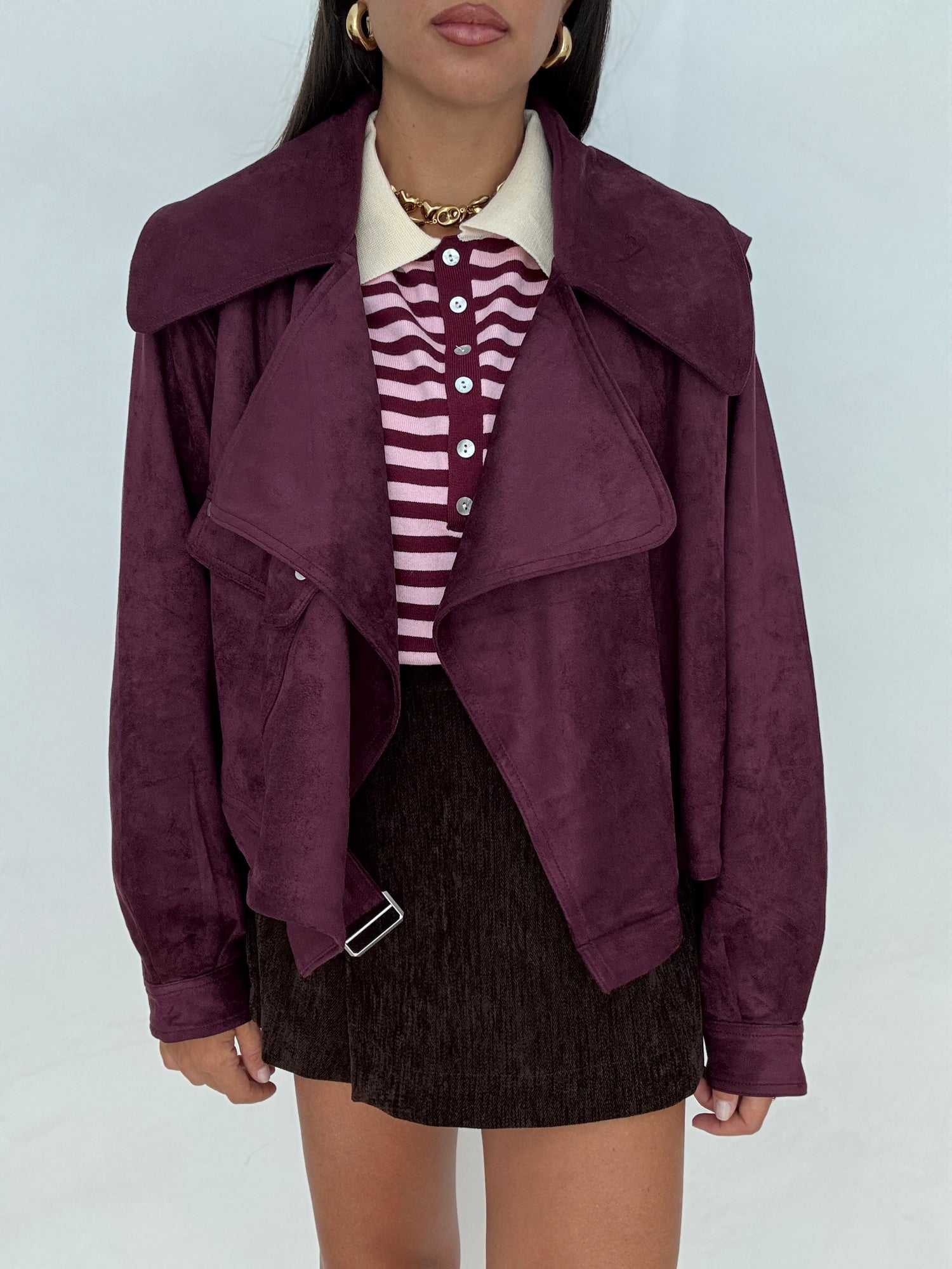 Trench/Giacca ‘IN SUEDE’ Prugna