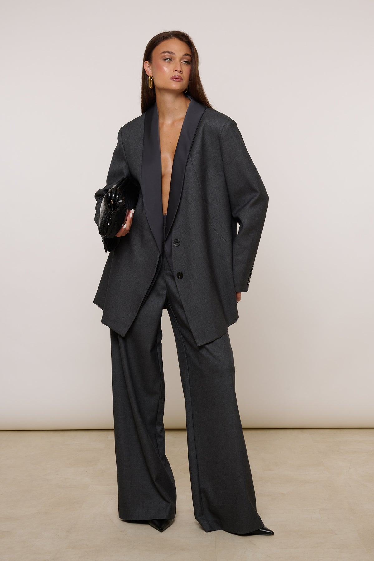 Pantalone ‘INSERTI IN RASO’ By Lumina Grigio