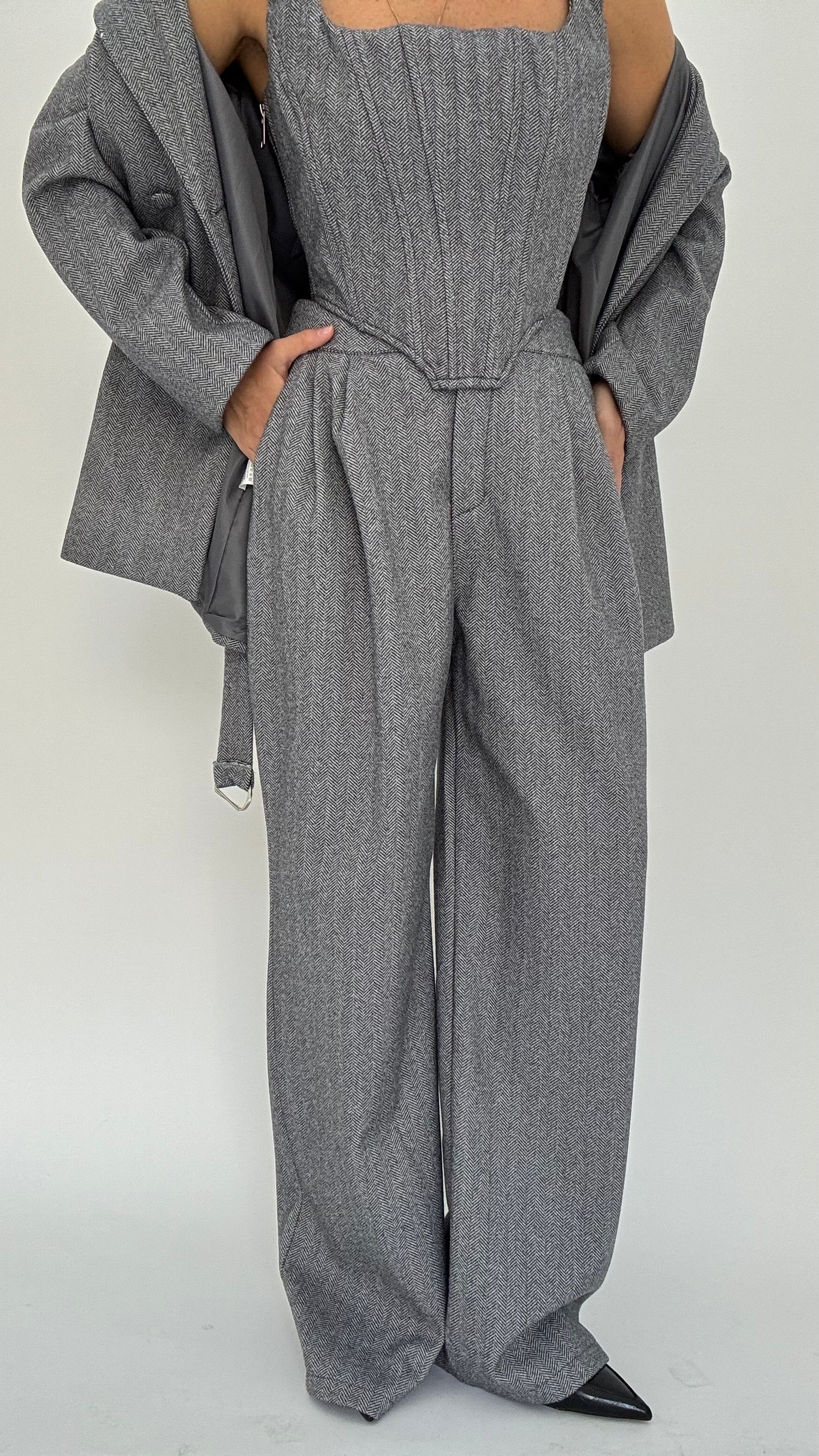 Coordinato ‘SPIGATO TRE PEZZI’ Grigio