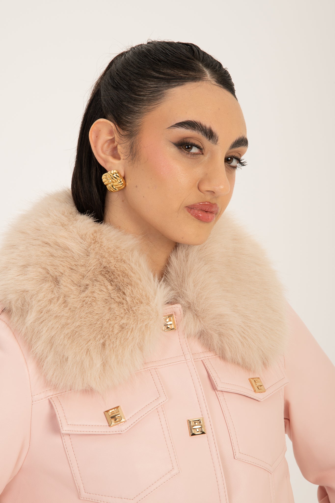 Giacca eco-pelle ‘COLLO E MANICA RIMOVIBILI’ Rosa