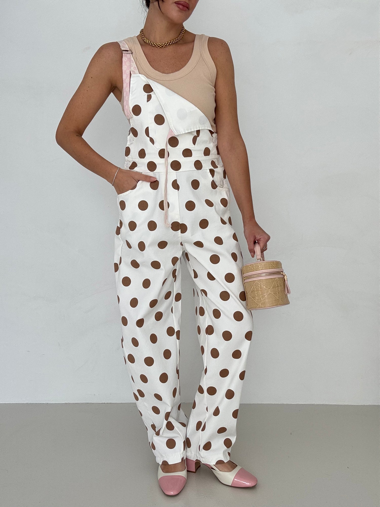 Salopette ‘POIS’ Bianca