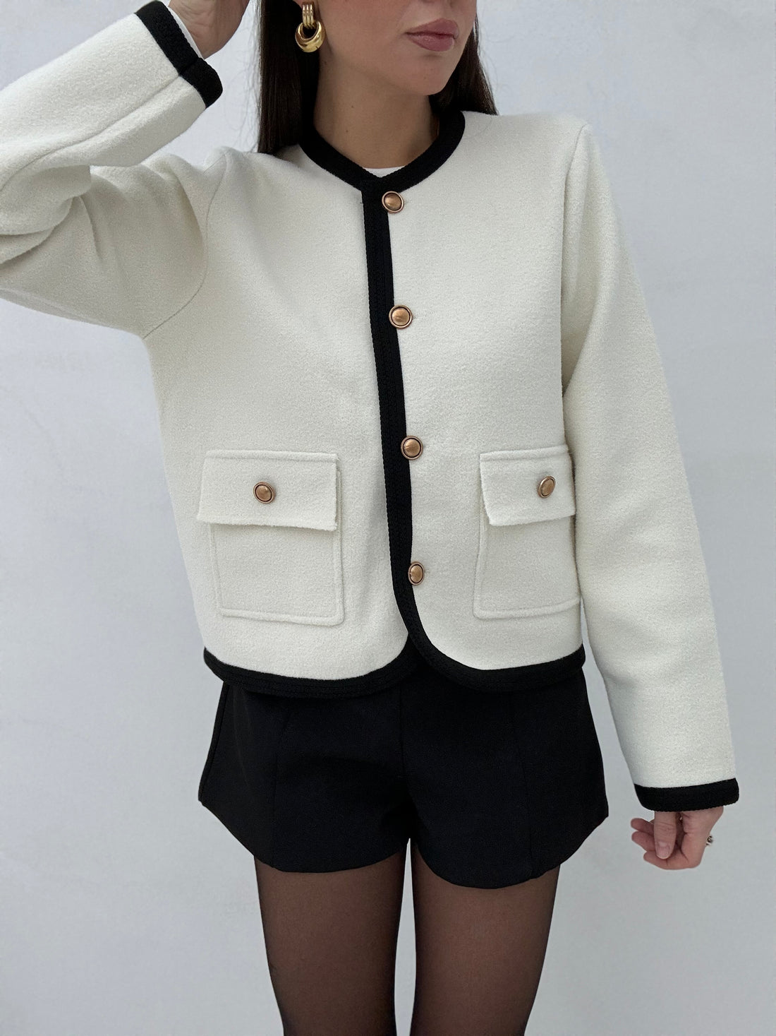 Cardigan ‘OLD MONEY 2.0’ bottoni oro Bianco